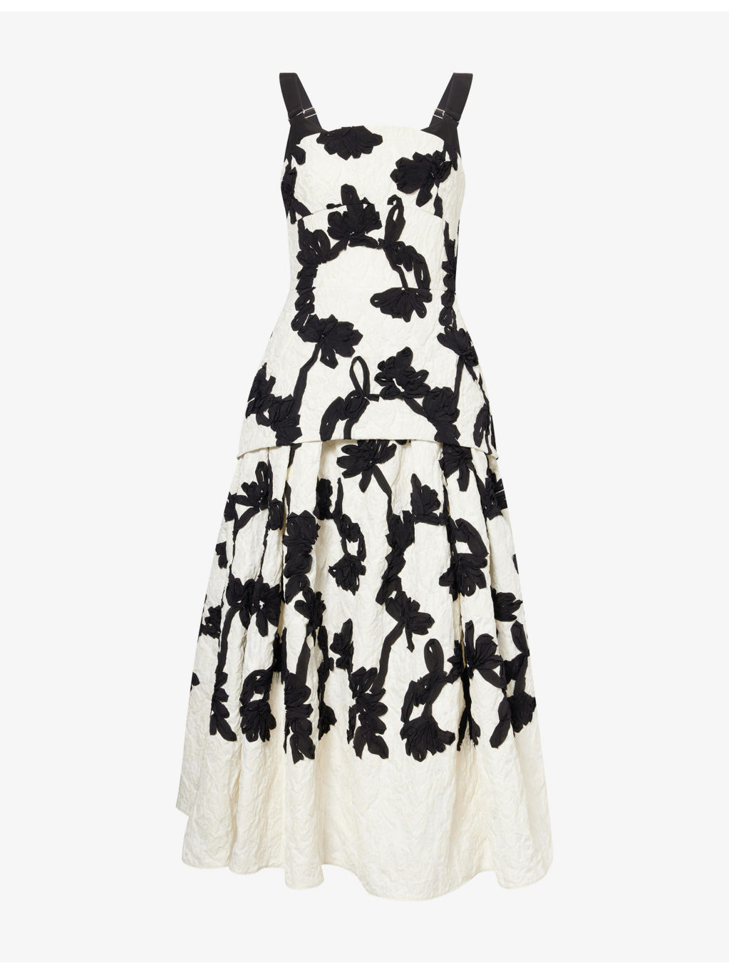 Jacquard Floral Woven Midi Dress - 1
