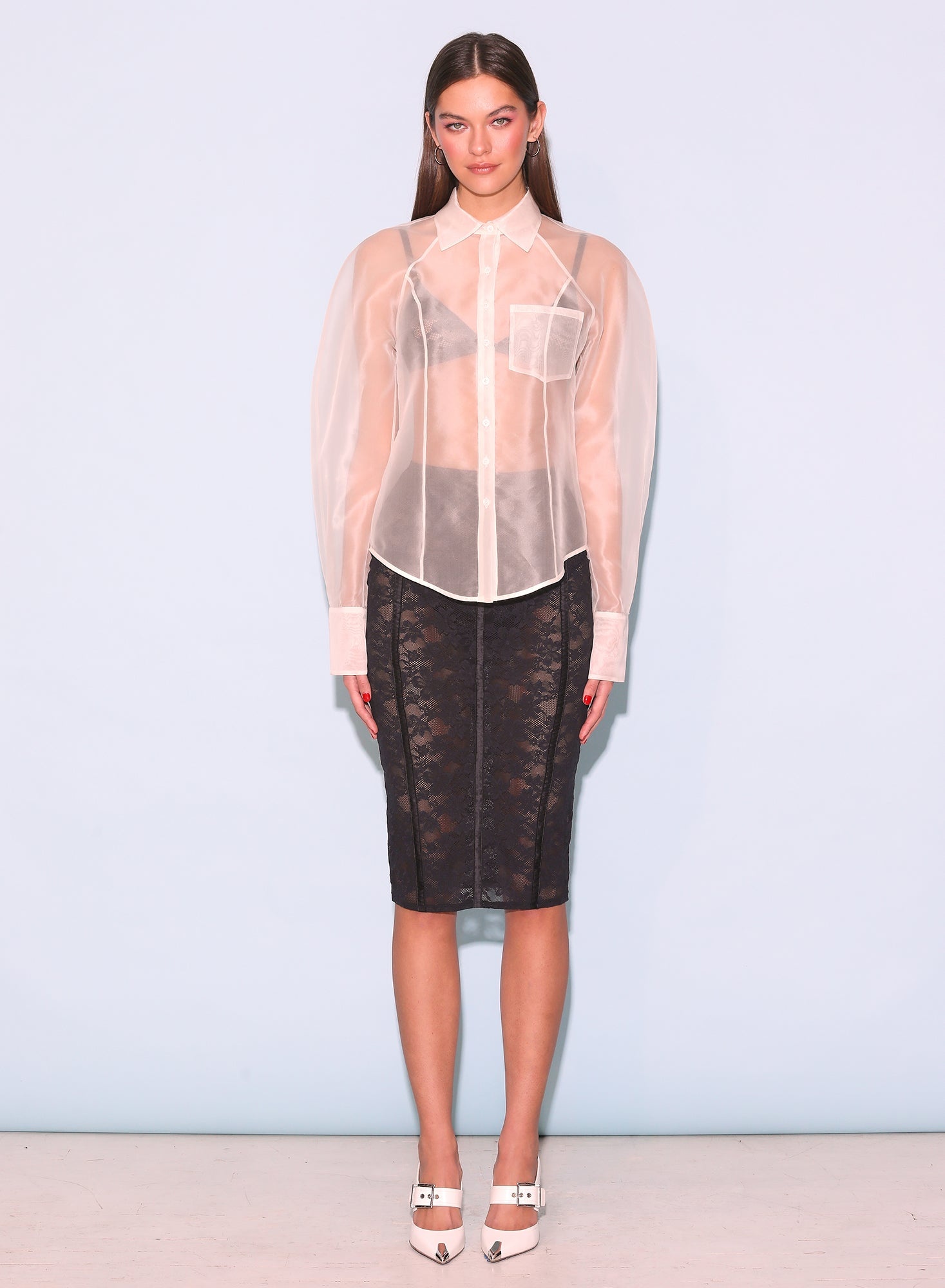 Silk Organza Button Down - 3