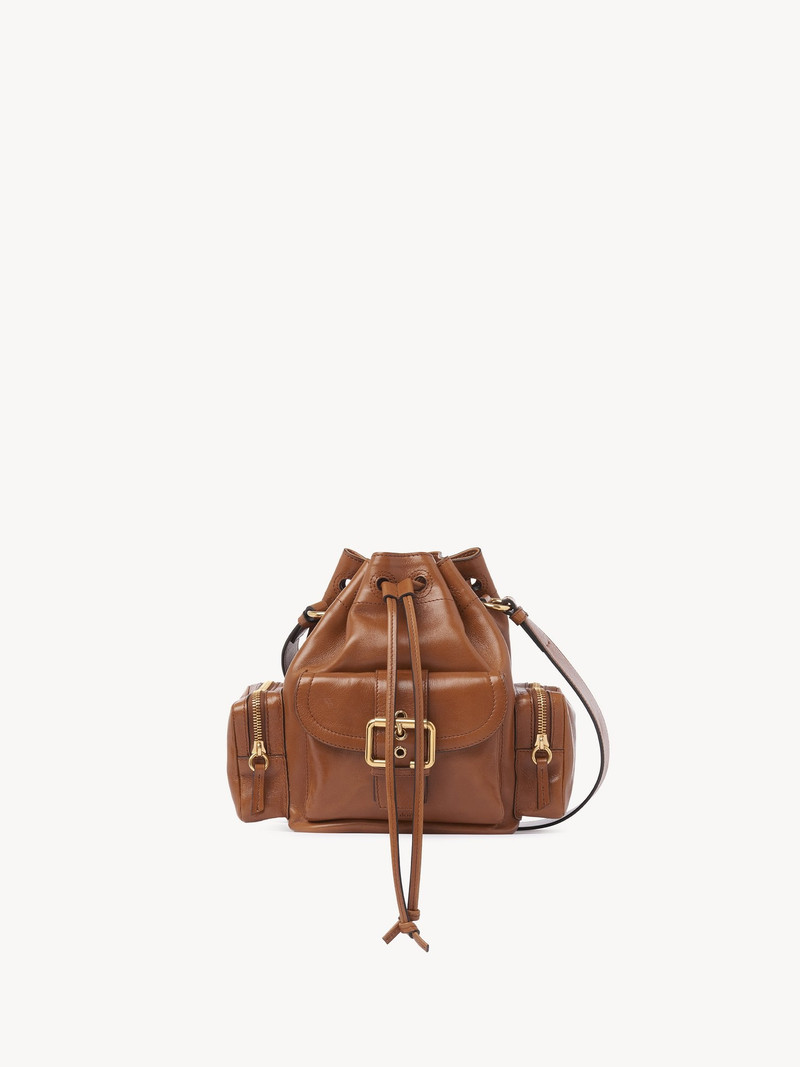 CAMERA BUCKET BAG IN SHINY LEATHER - 1