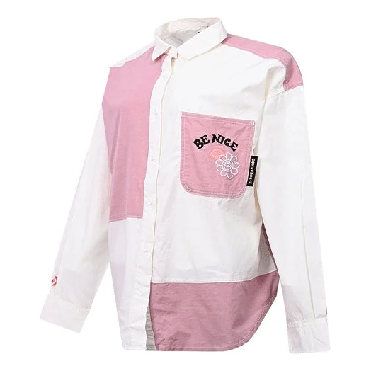 (WMNS) Converse Flowers Small Logo Colorblock Long Sleeves White Pink Shirt 10022971-A01 - 1