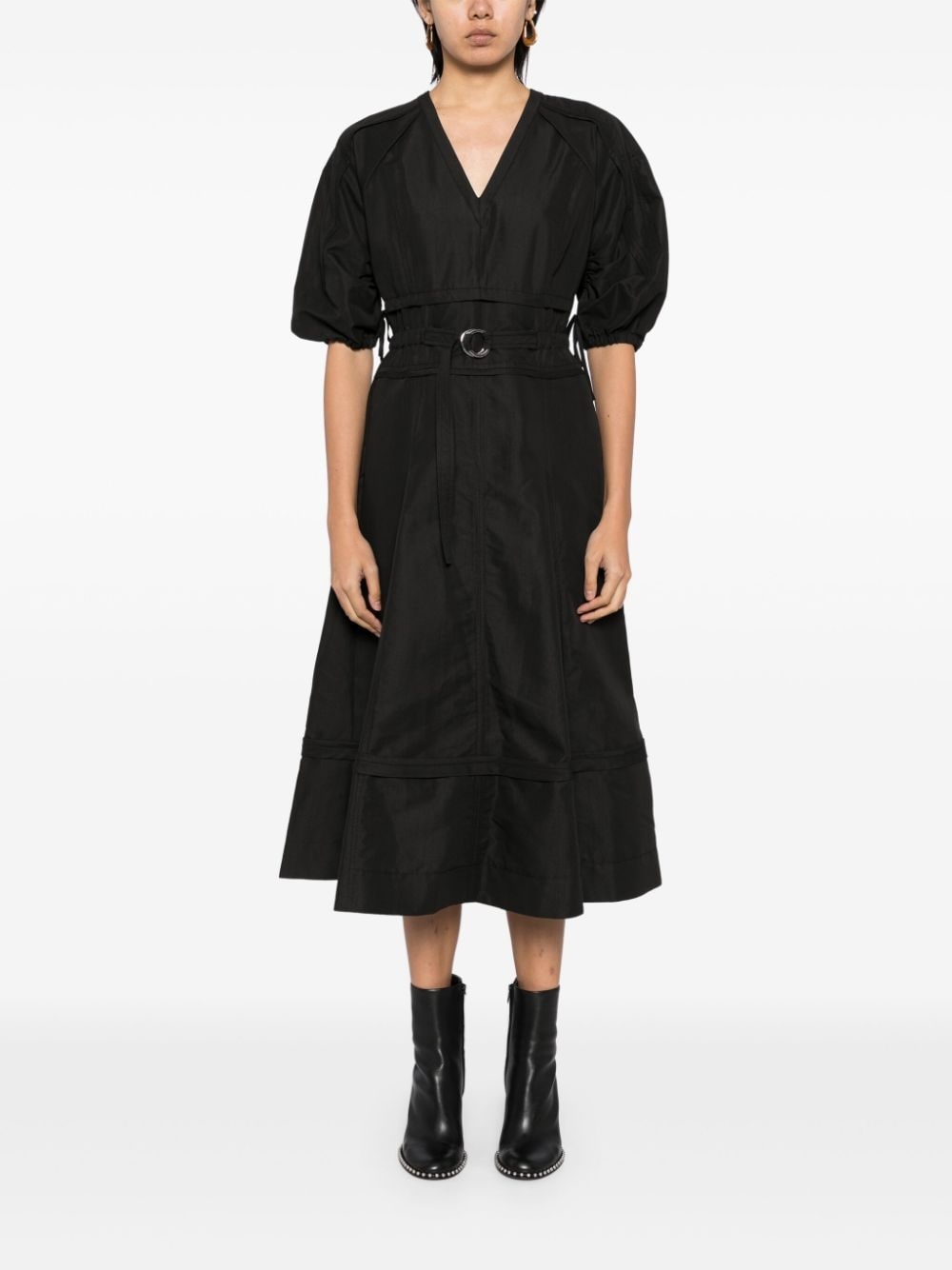 gathered sleeves dress - 2