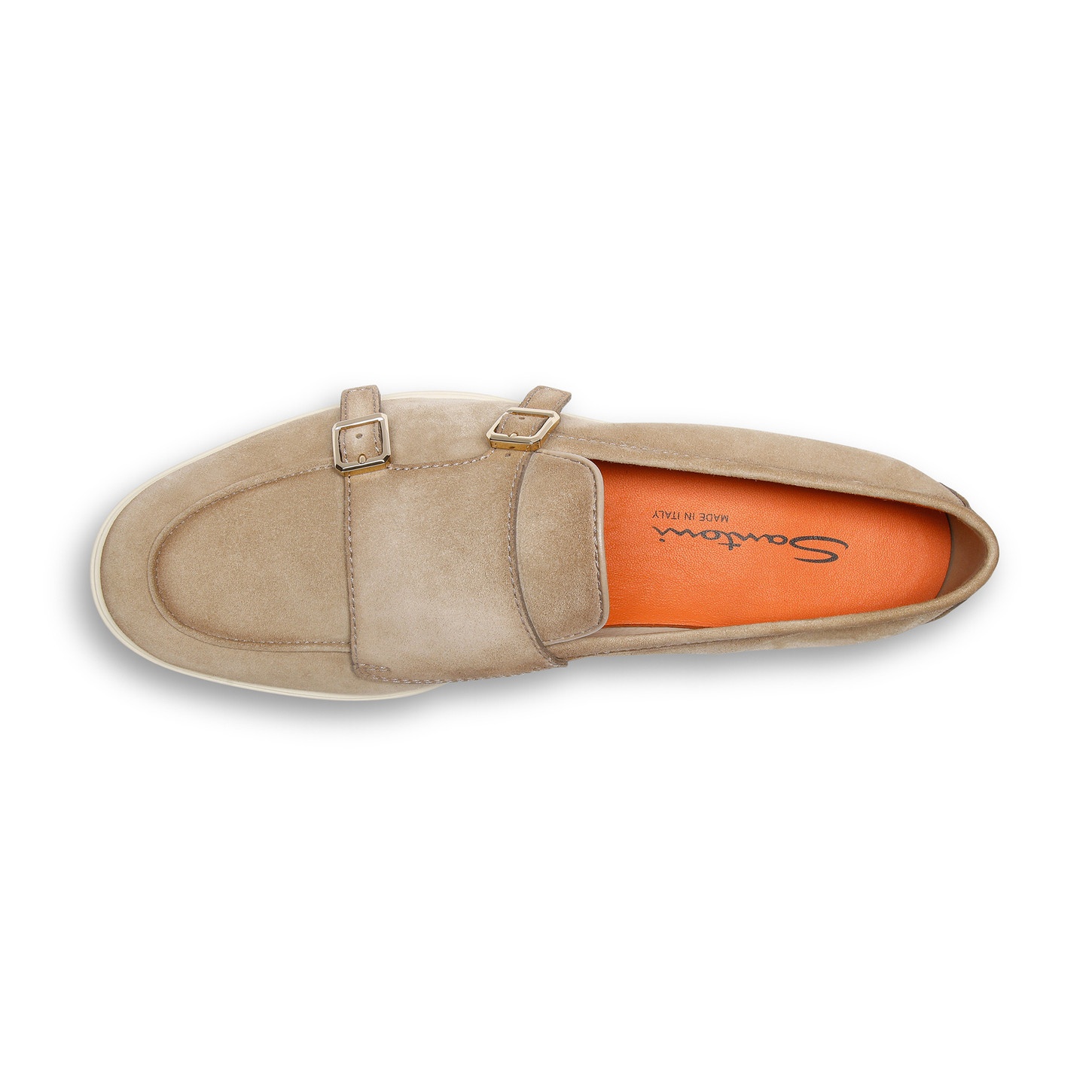 Men's beige suede double-buckle loafer - 4