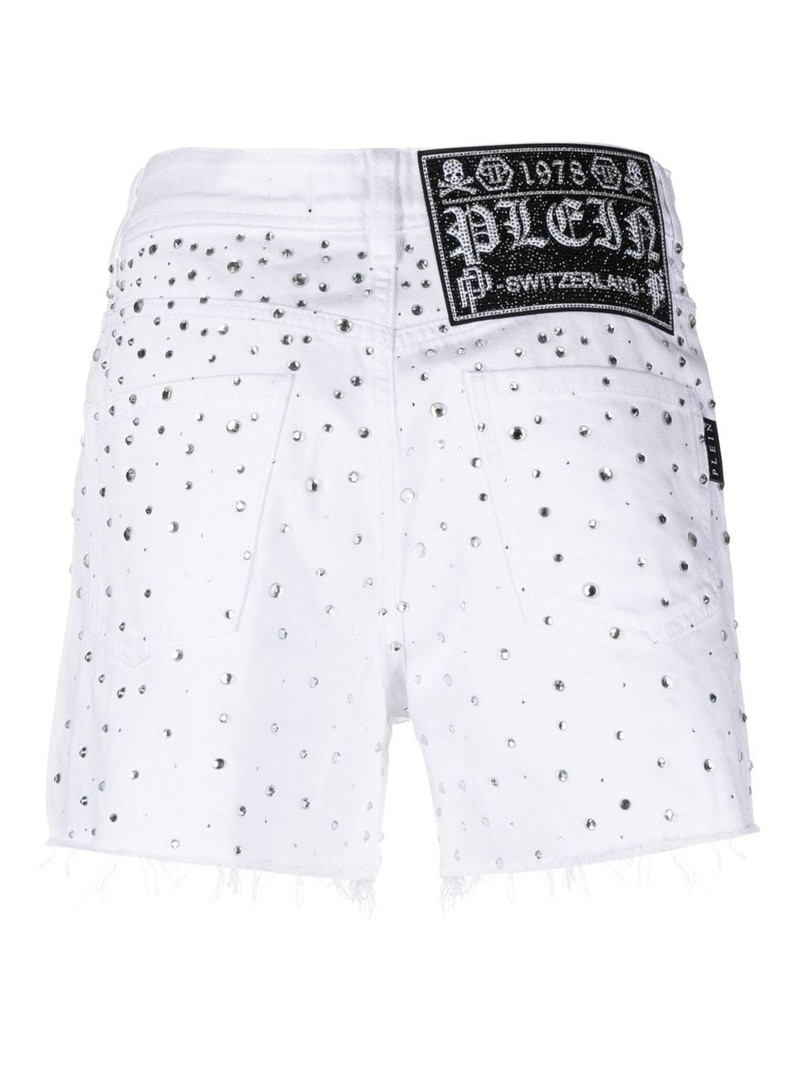 PHILIPP PLEIN crystal-embellished denim shorts outlook