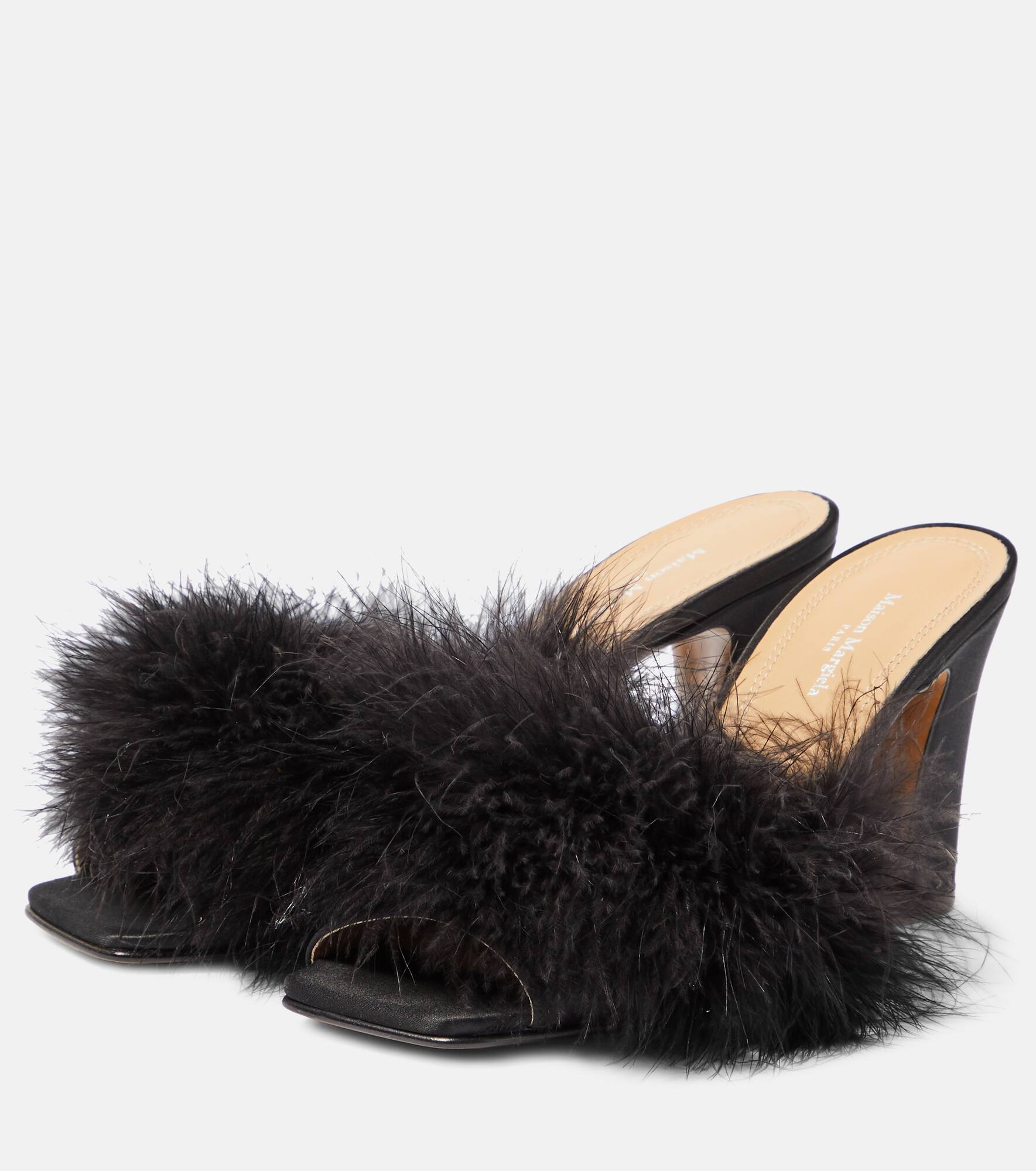 Feather-embellished mules - 5