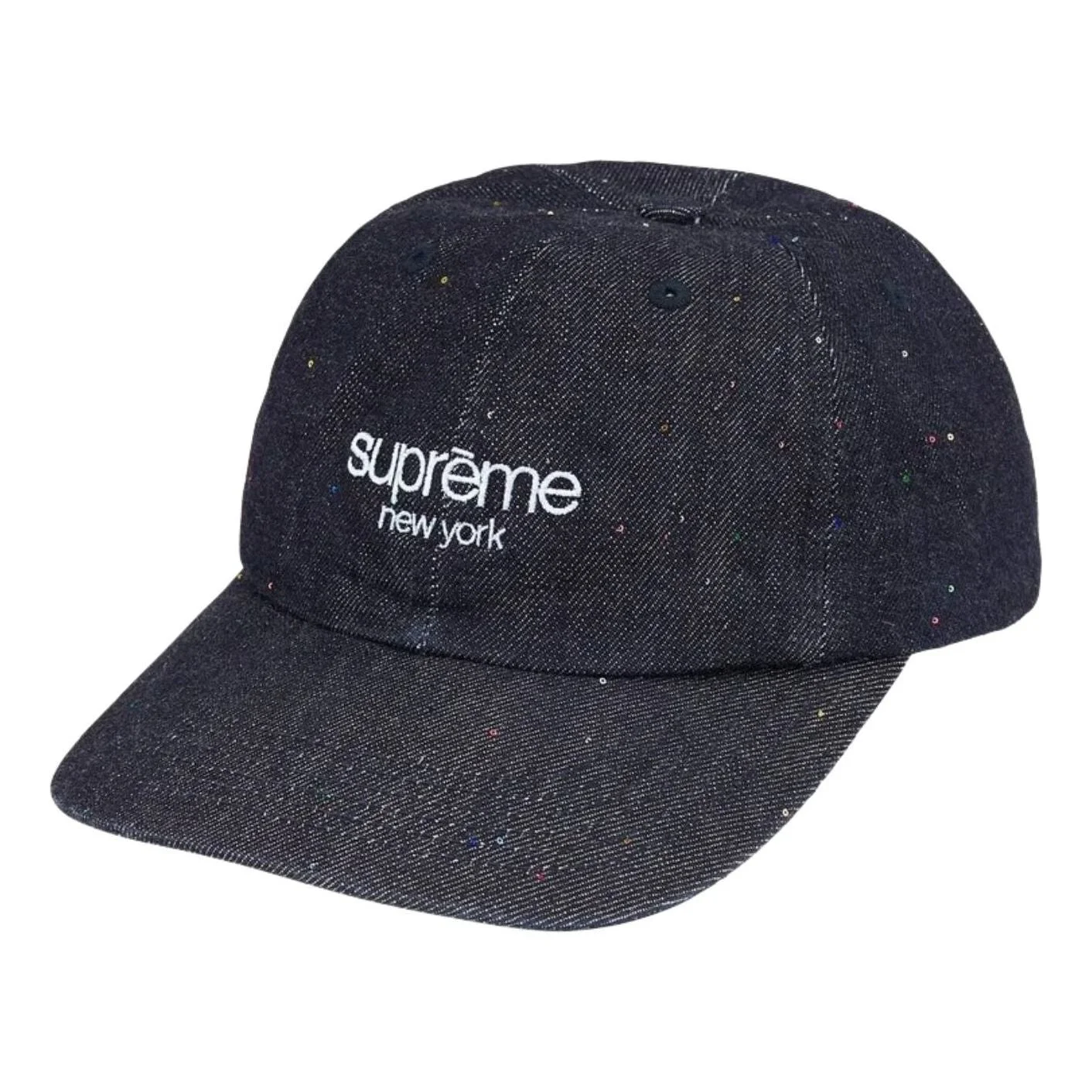 Supreme SS26 Sequin Denim Classic Logo 6-Panel 'Indigo' SUP-SS26-1065-NVY - 1