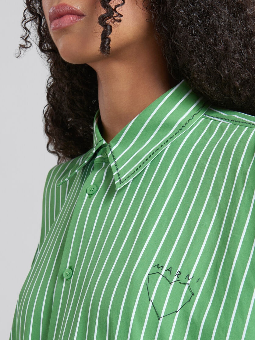 GREEN STRIPED ORGANIC POPLIN SHIRT WITH MARNI MENDING - 4