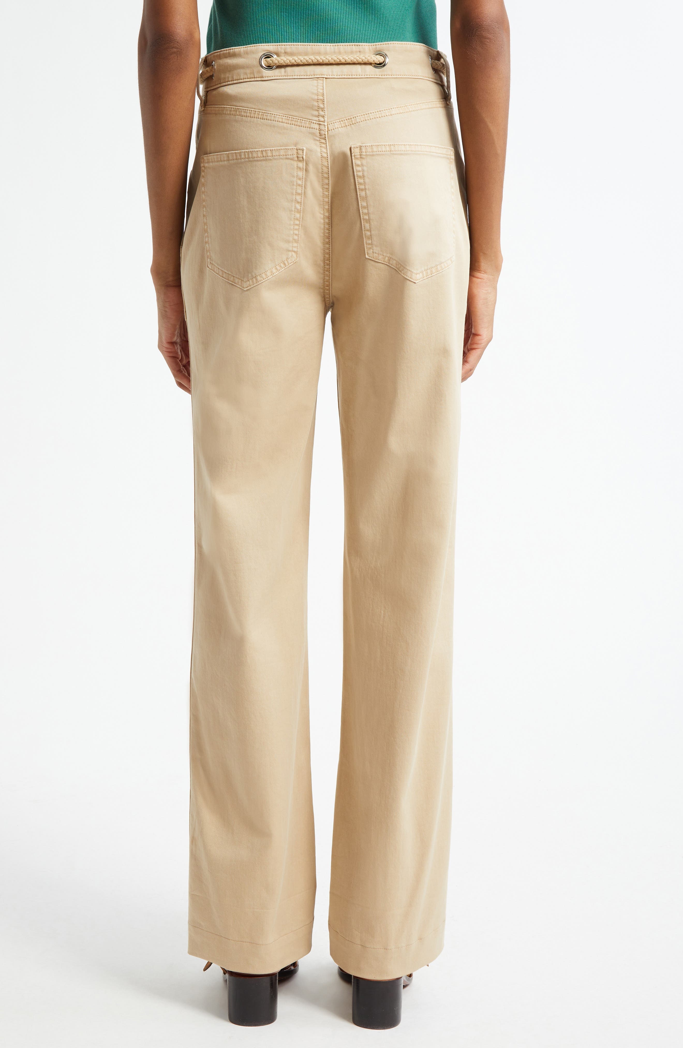 Veronica Beard Heather Rope Drawstring Stretch Cotton Blend Pants in Stone Khaki at Nordstrom - 3