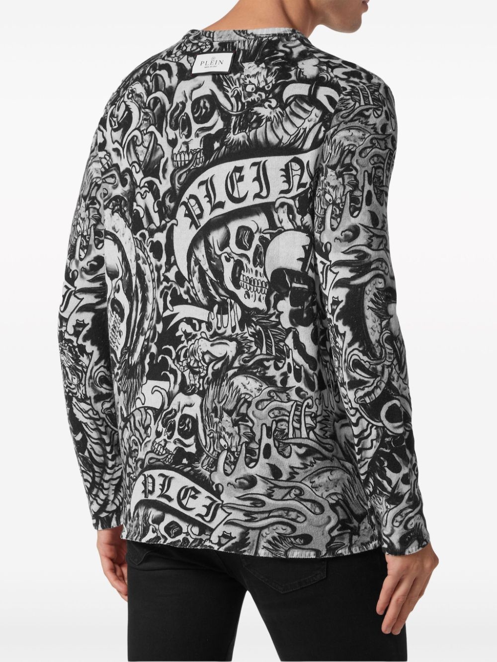 tattoo-print cashmere sweatshirt - 4