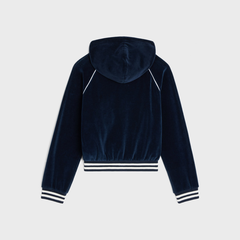 CELINE Cropped hooded jacket in velvet jersey outlook
