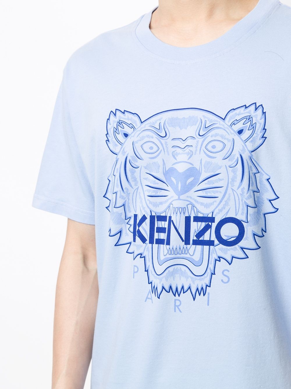 cotton tiger print logo T-shirt - 5