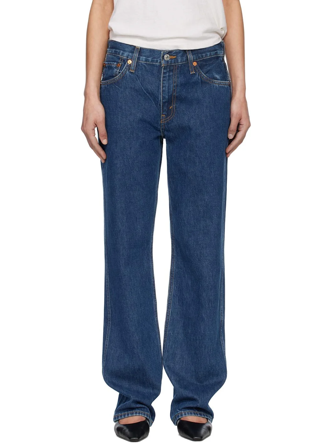 Blue 90s Mid Rise Loose Jeans - 1