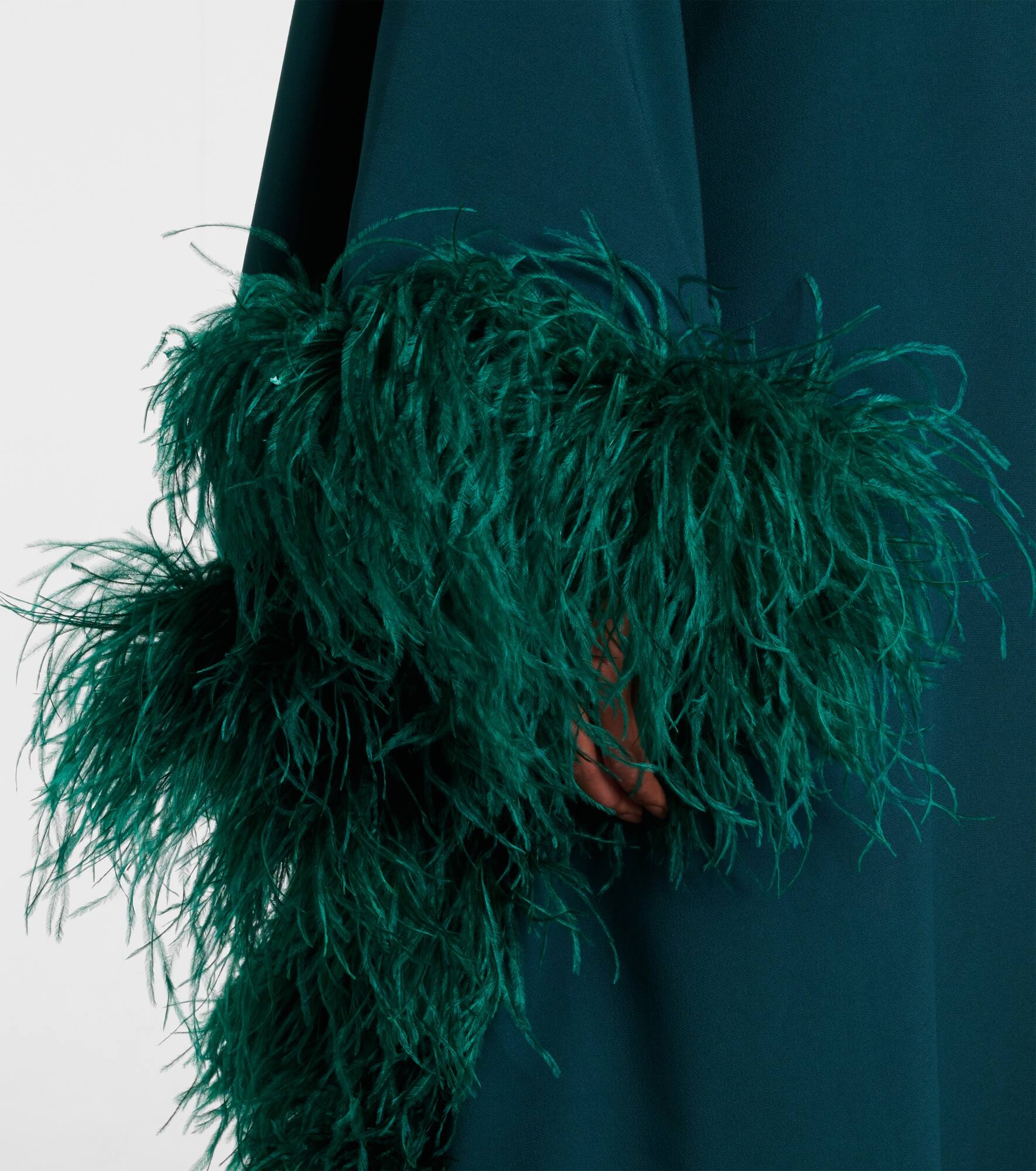 One-shoulder feathered sequined gown - 5