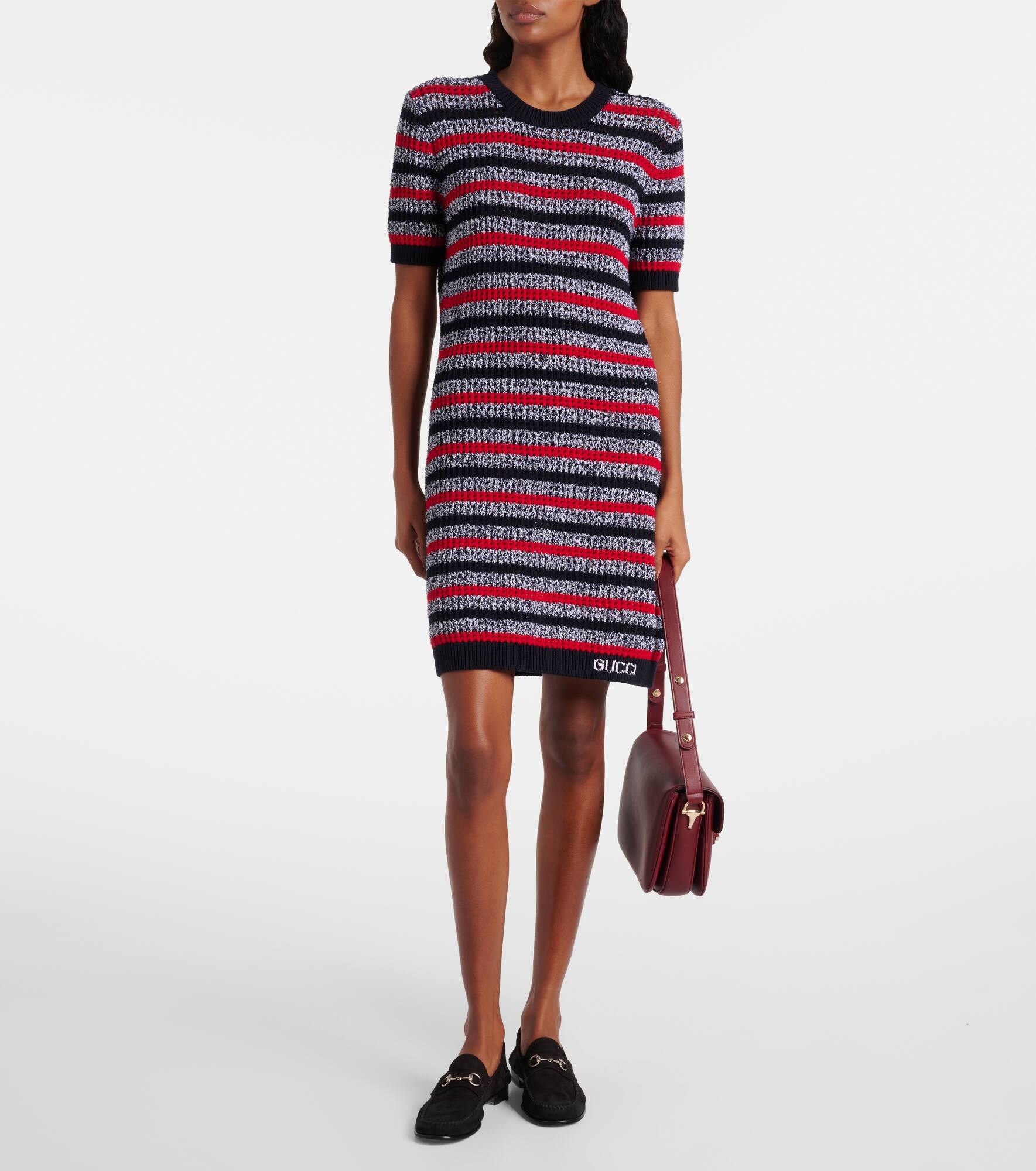 Knitted striped cotton-blend minidress - 6