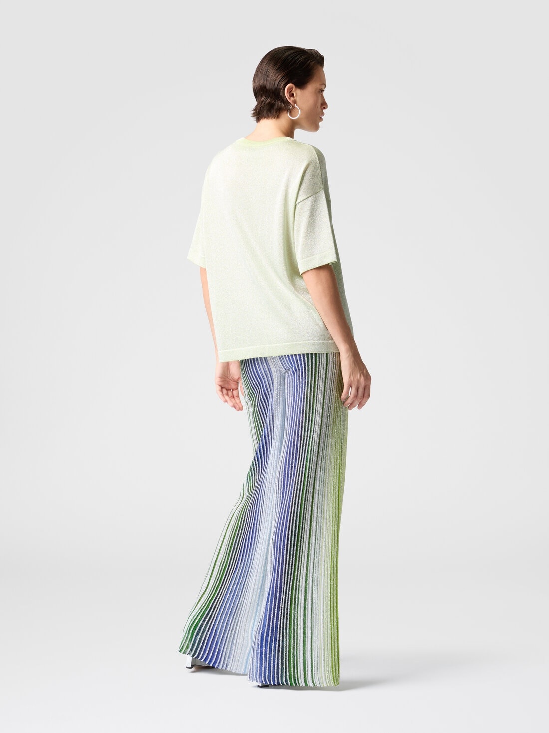 Partialized striped palazzo trousers with sequins - 3
