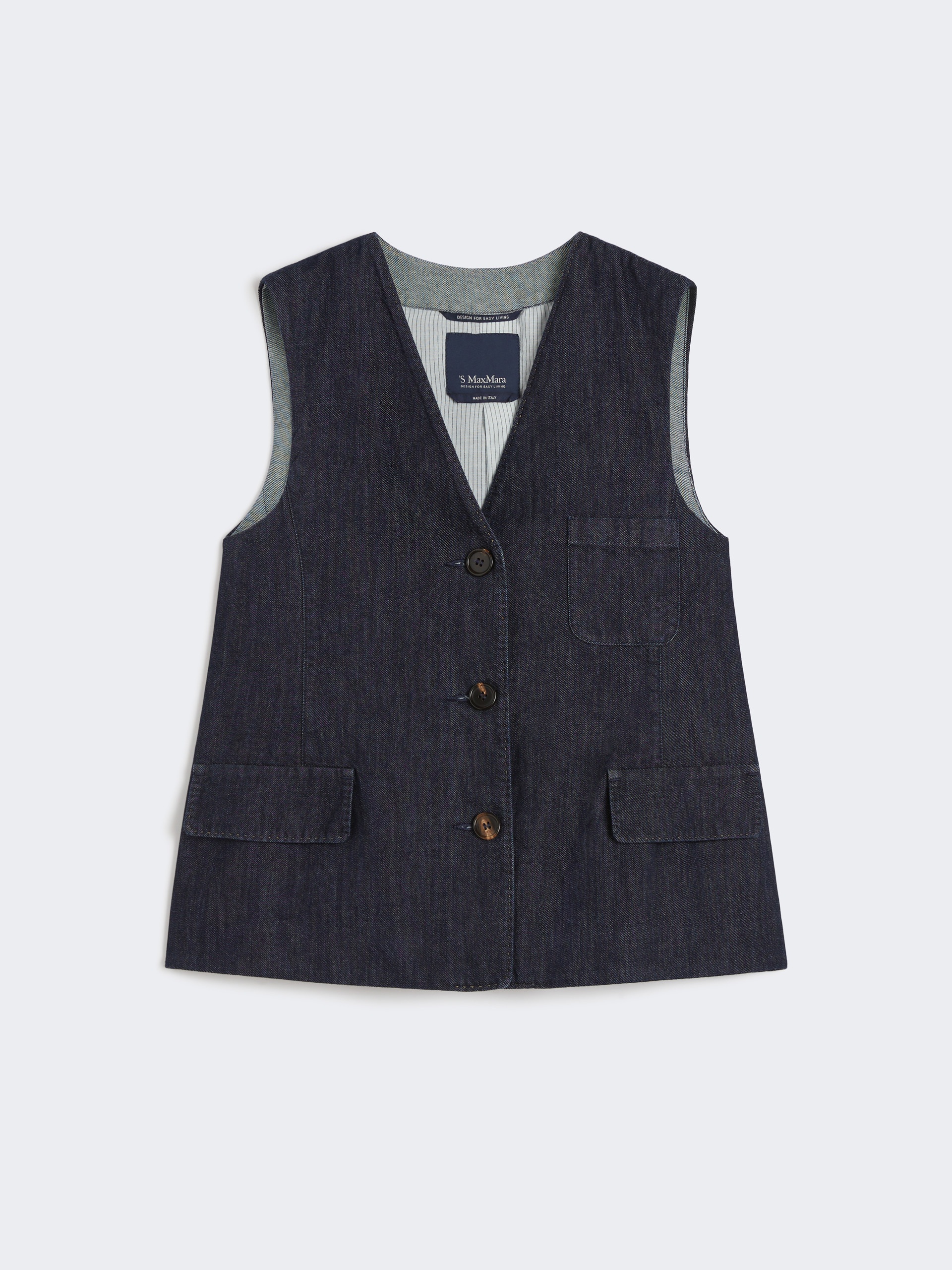 CINZIA Single-breasted denim gilet - 1