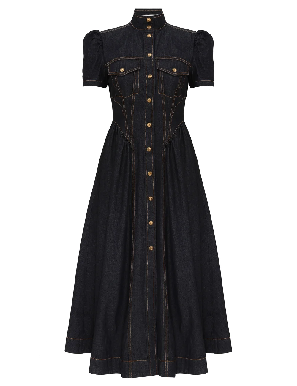 DENIM CORSET MIDI DRESS - 1
