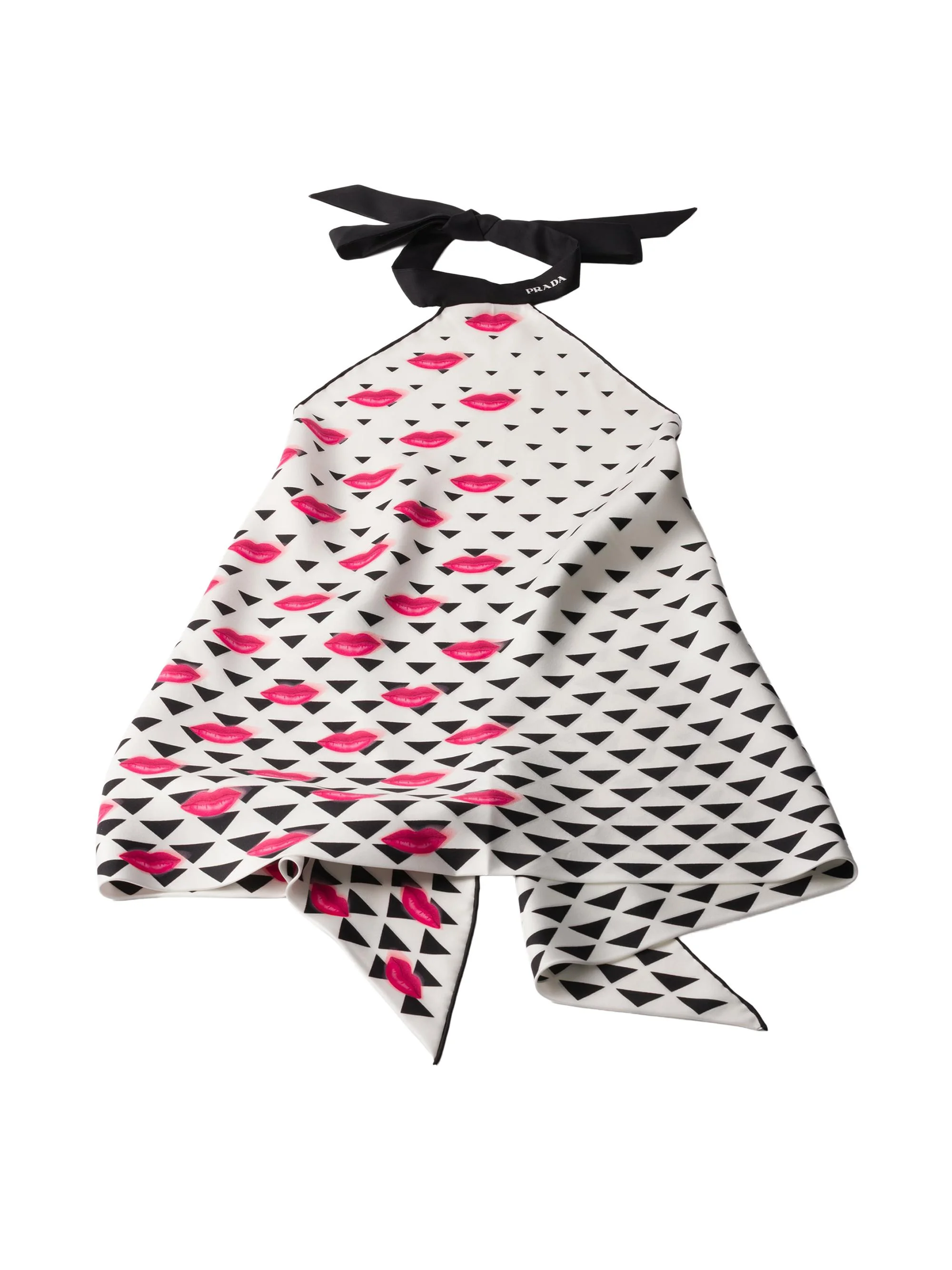 Women's Printed Silk Twill Top - Black - 1