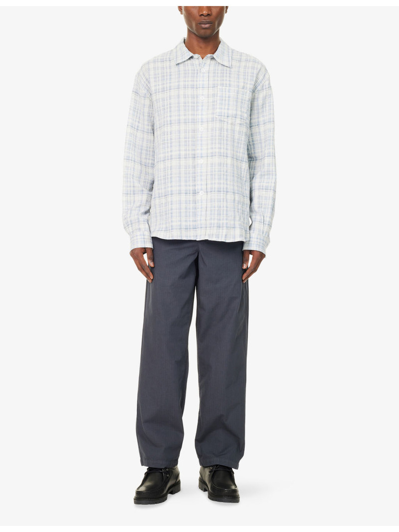 Palmes Checked Wrinkle Cotton and Linen-Blend Shirt outlook