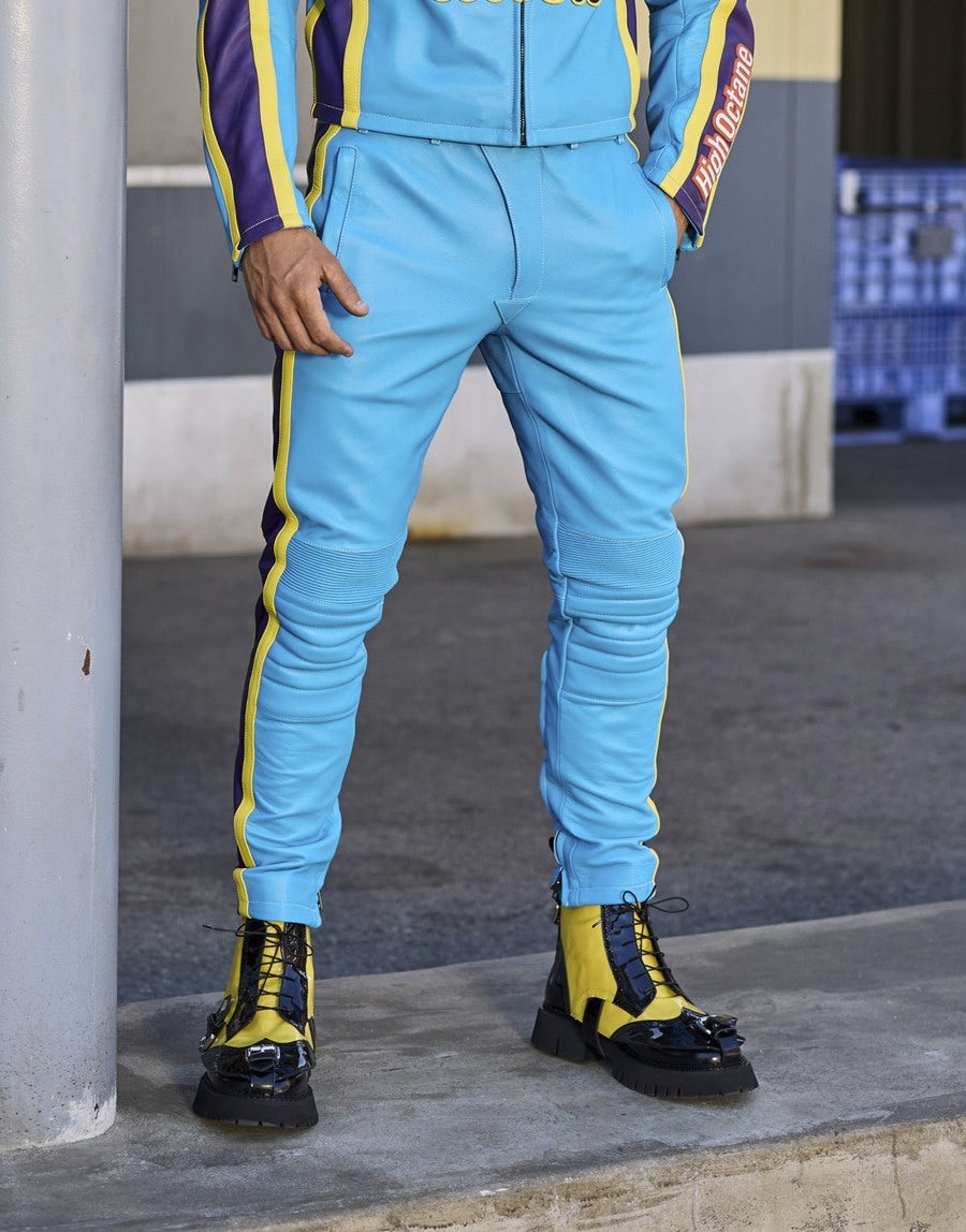 RETRO MOSCHINO LOGO LEATHER TROUSERS - 5