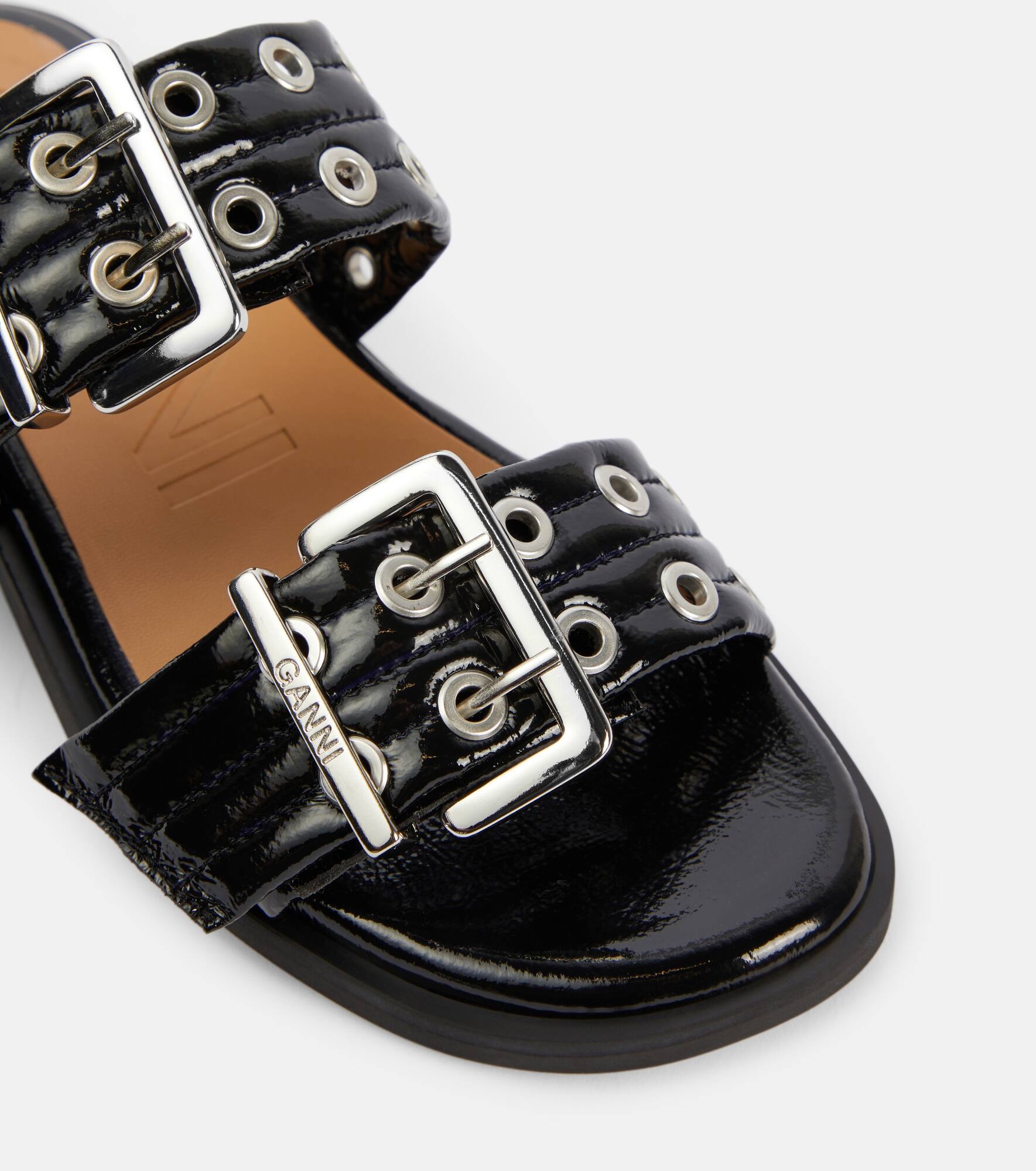Studded patent leather sandals - 6