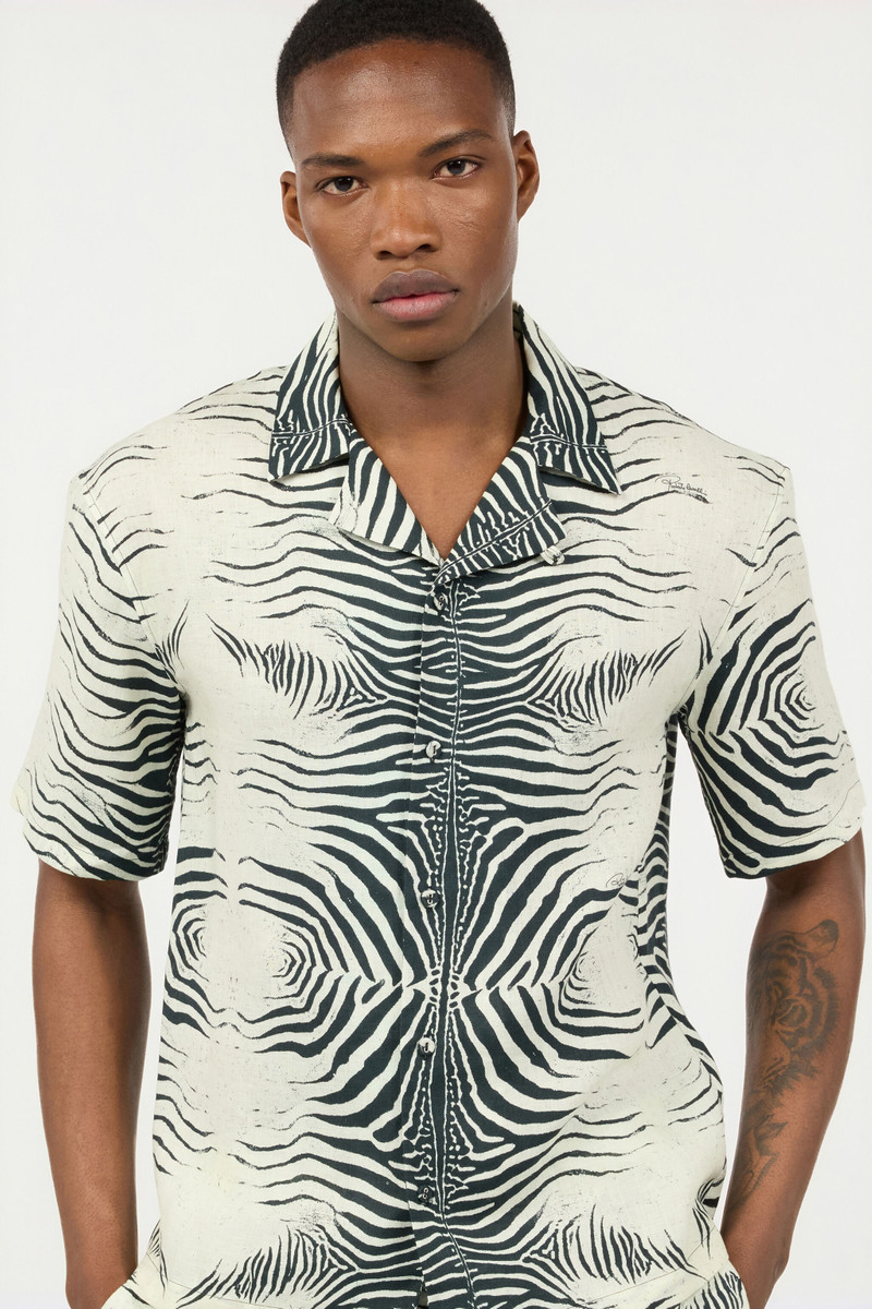 Linen Shirt With Mini Zebra Print 6