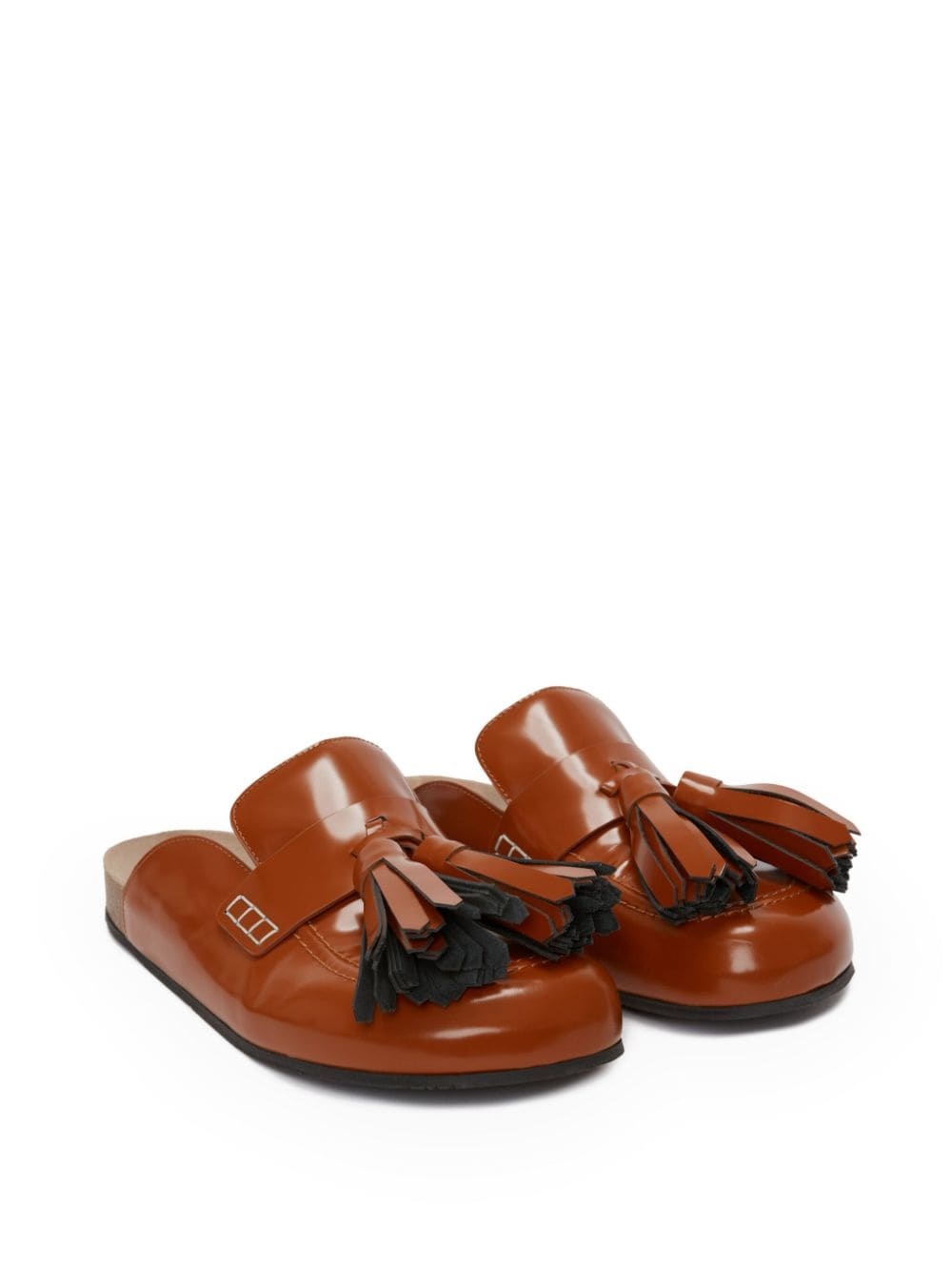 patent leather tassel mules - 2