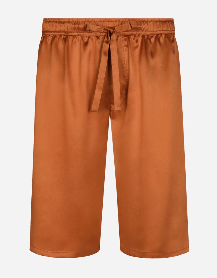 Silk satin jogging shorts with metal DG logo - 1