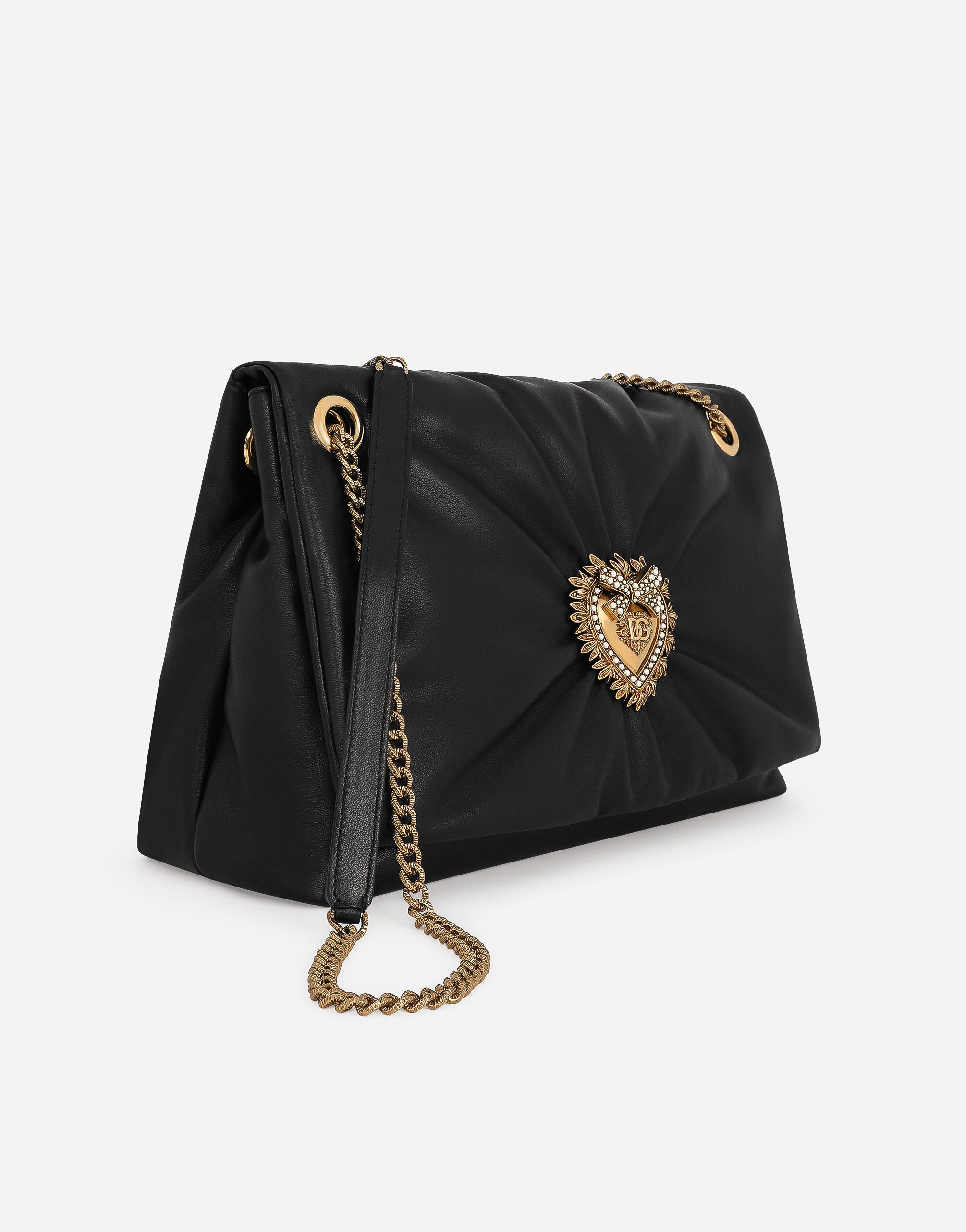 Medium cordonetto lace Devotion Bag in Black for
