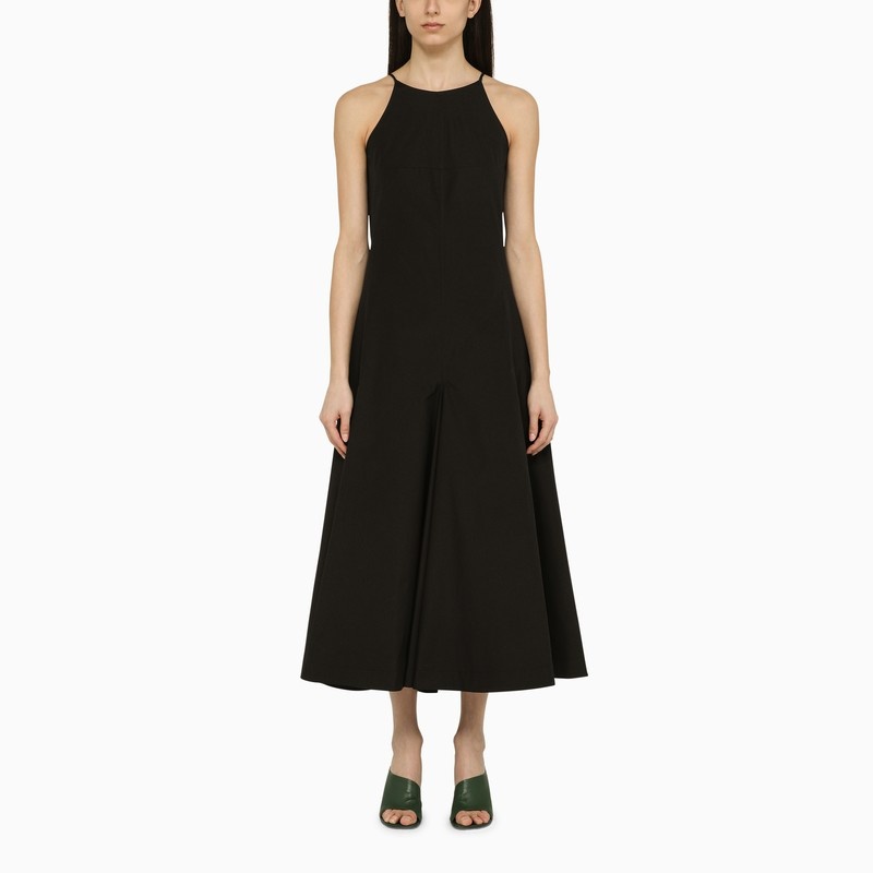 Black cotton midi dress - 1