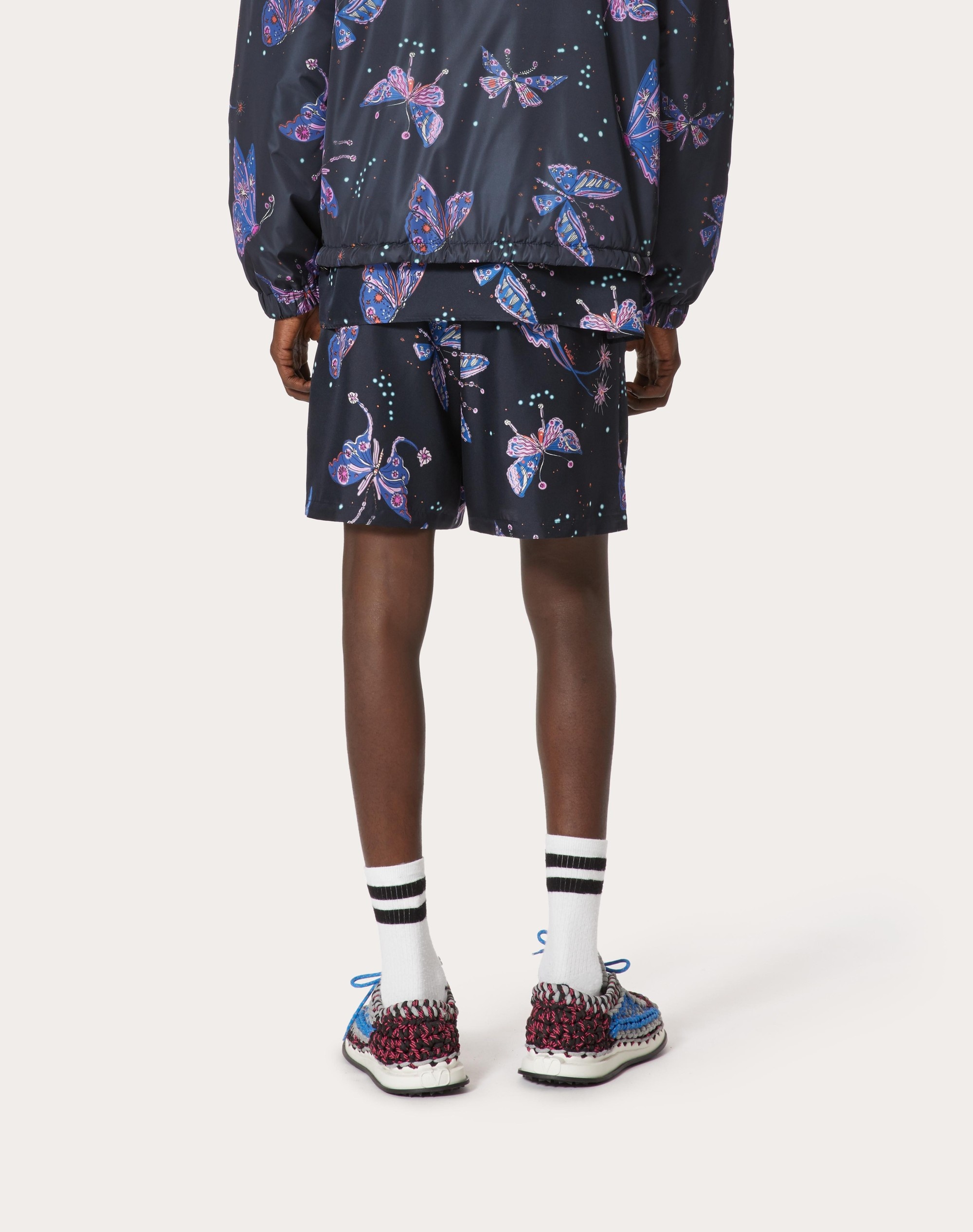 SILK BERMUDA SHORTS WITH VALENTINO UTOPIA BUTTERFLY PRINT - 4