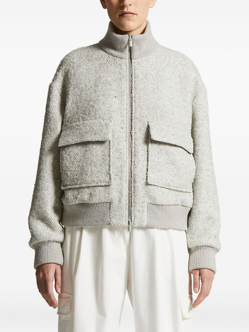 herringbone-pattern bomber jacket 1