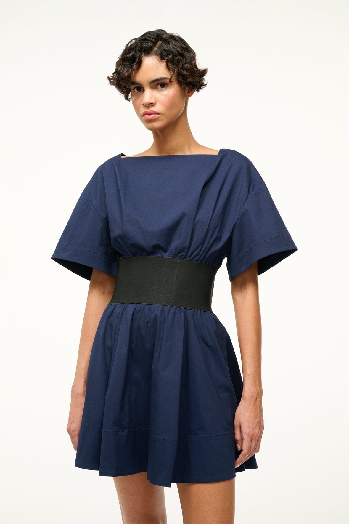 STAUD MINI AMY DRESS NAVY BLACK - 2