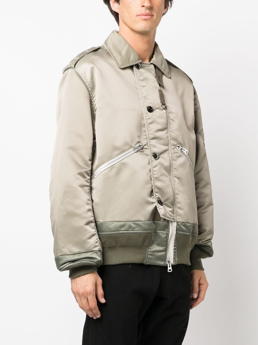 off-centre button-fastening bomber jacket - 3
