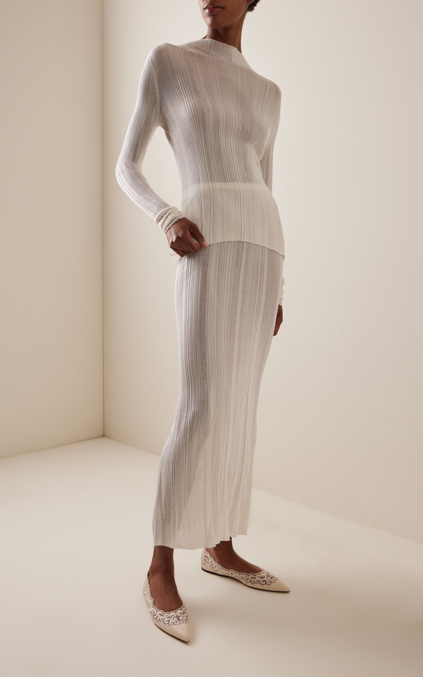Daniella Knit Silk Maxi Skirt ivory - 2
