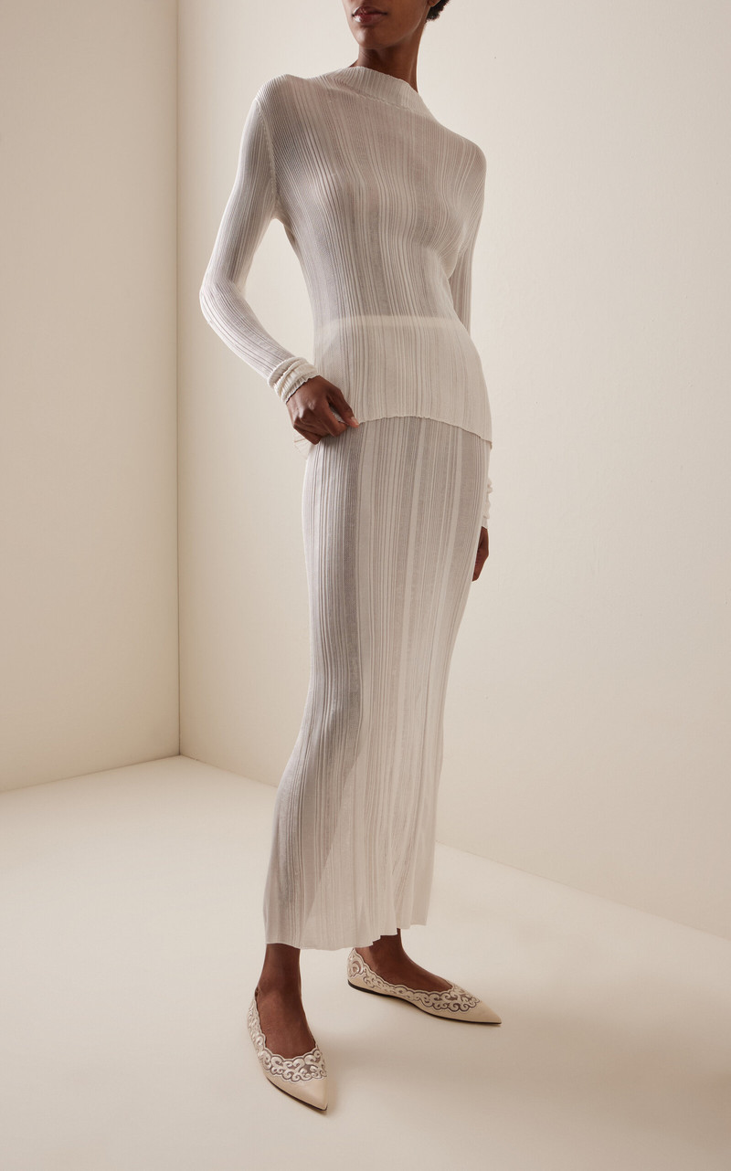 GABRIELA HEARST Daniella Knit Silk Maxi Skirt ivory outlook