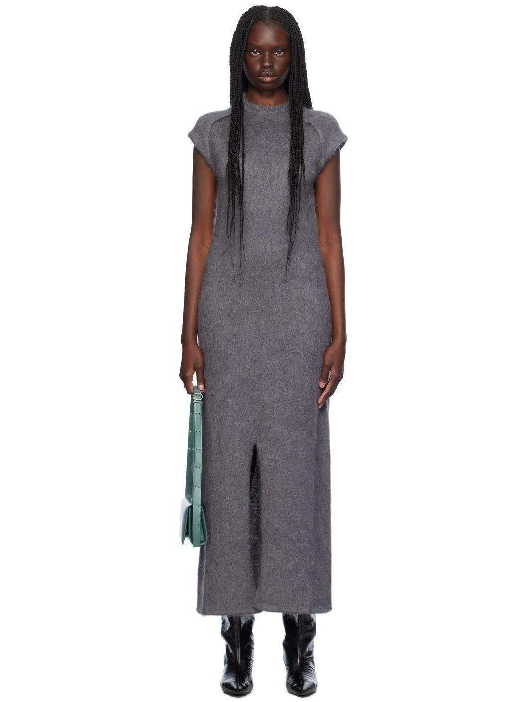 Gray Virgin Wool Maxi Dress - 1