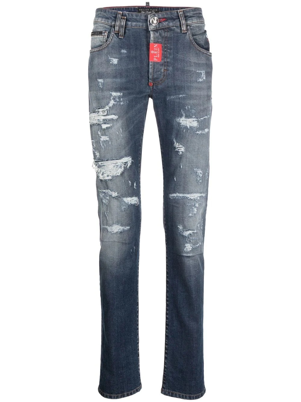 distressed skinny-cut jeans - 1