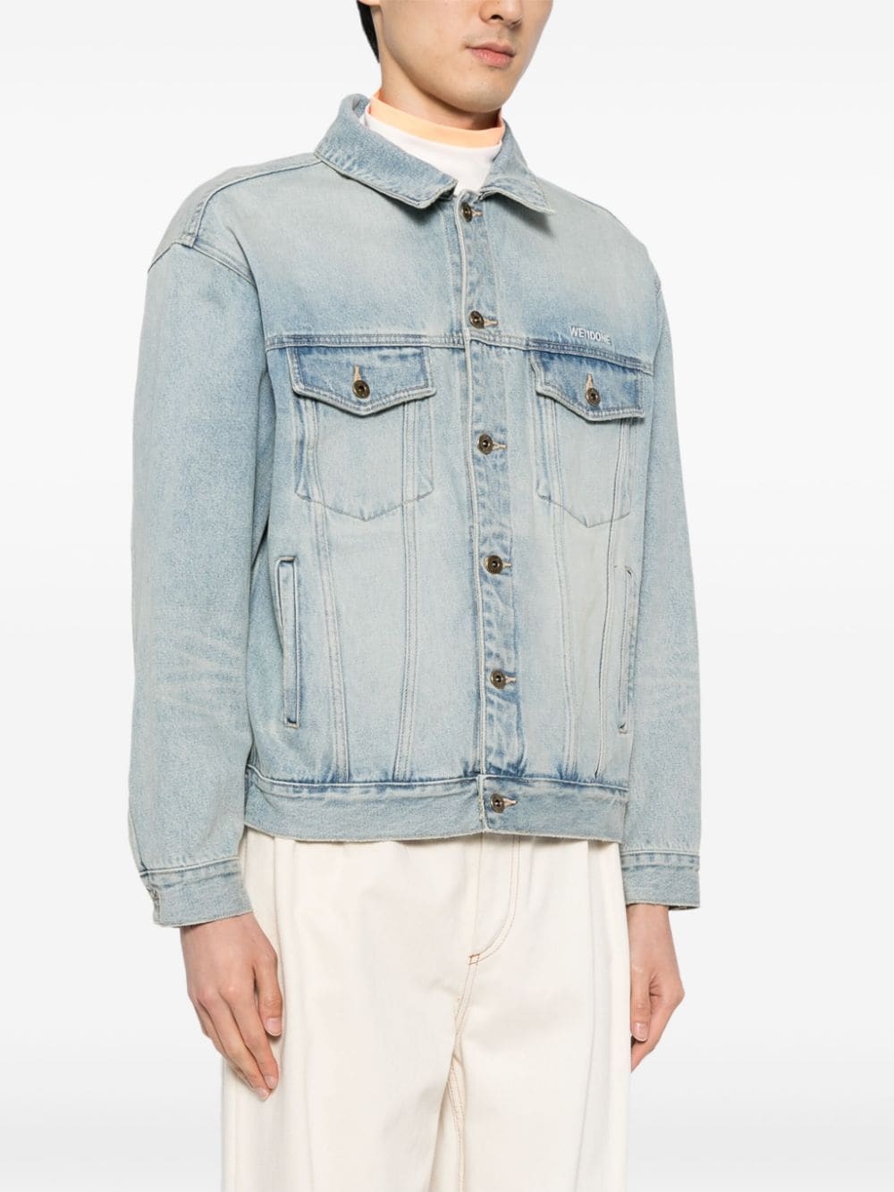 embroidered logo denim jacket - 3