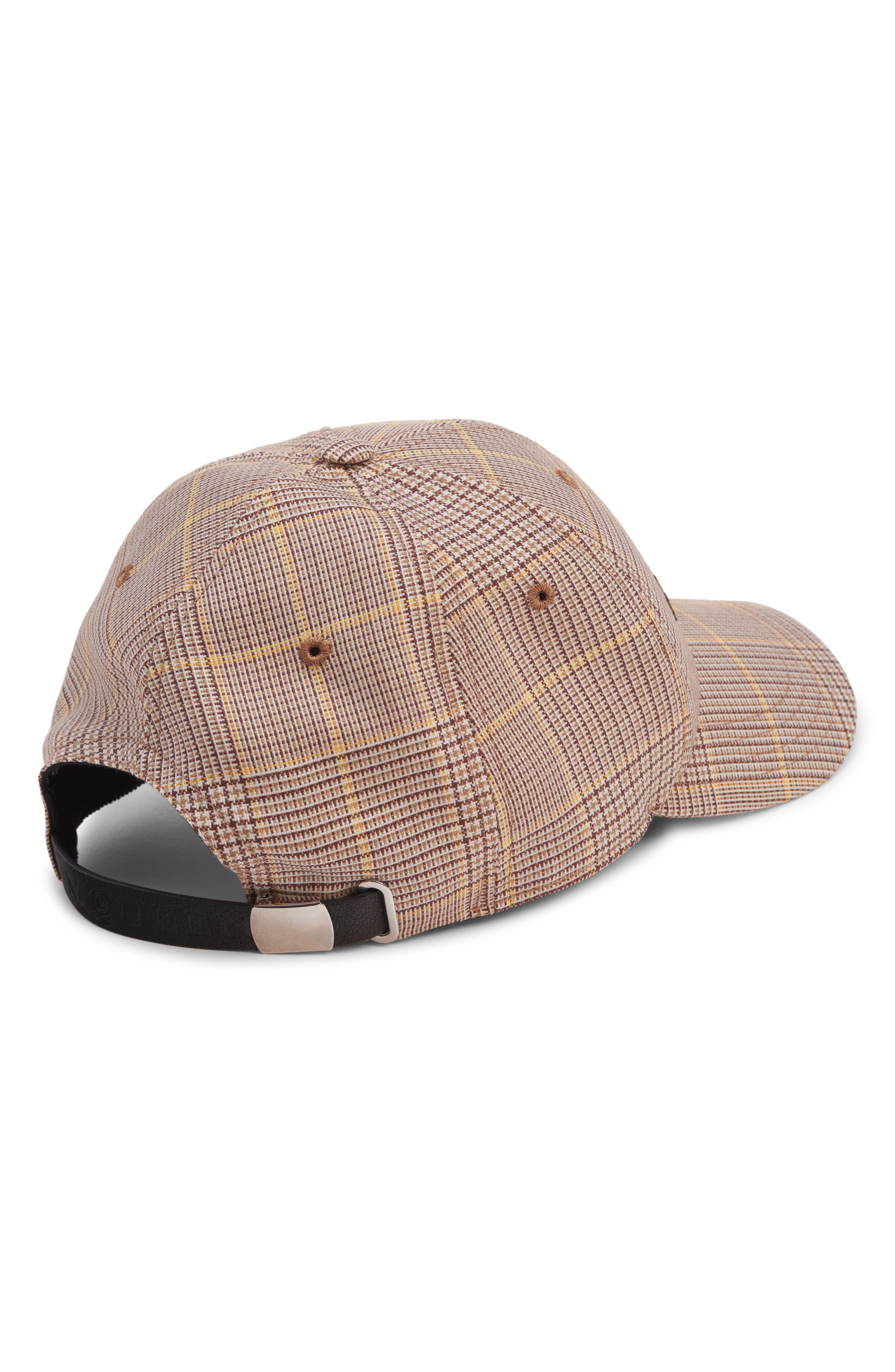 McQueen Check Logo Embroidered Wool Adjustable Baseball Cap in Camel/Yellow at Nordstrom - 3