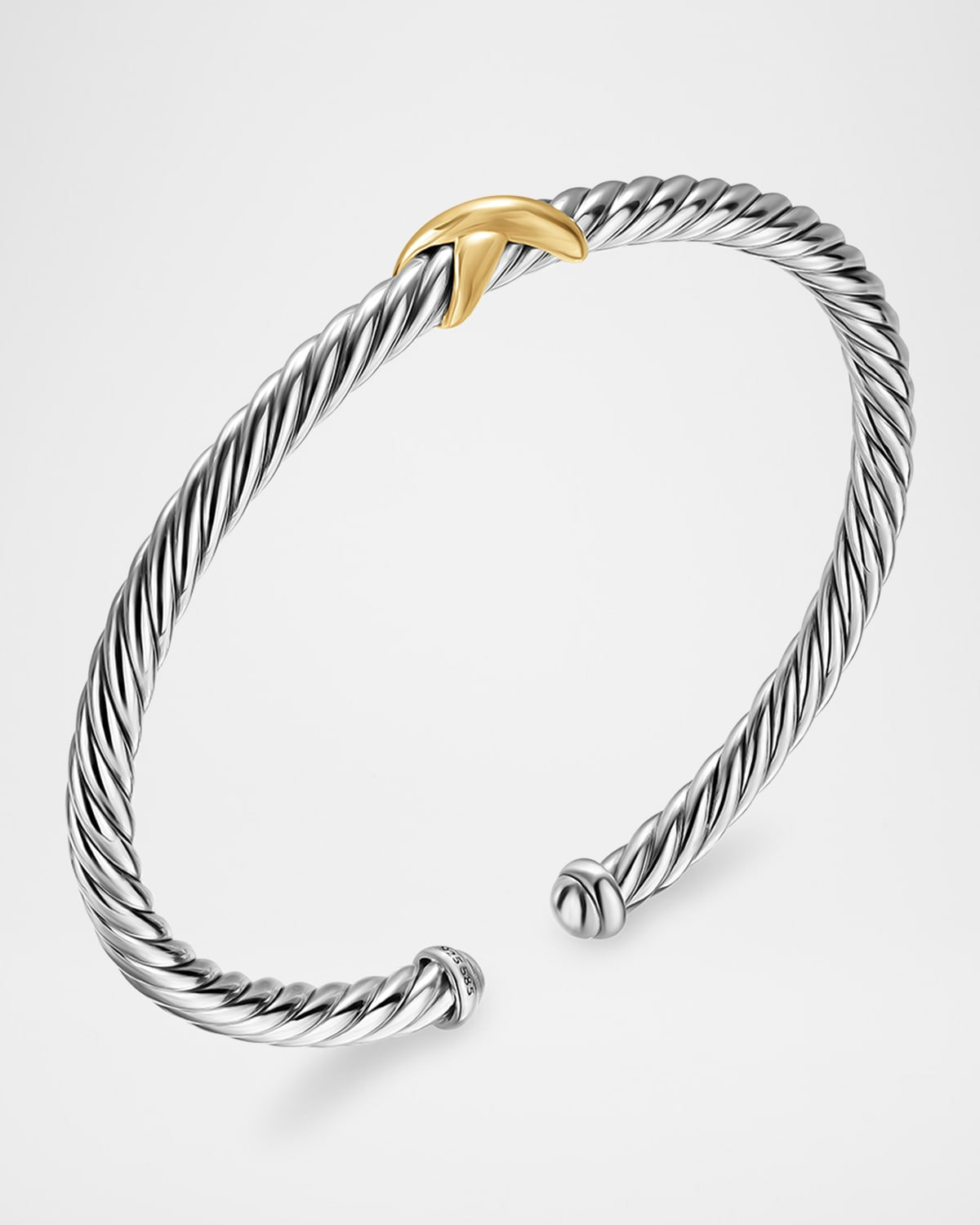 Cable Flex Center Station X Bracelet in Silver and 14K Gold, 4mm - 2
