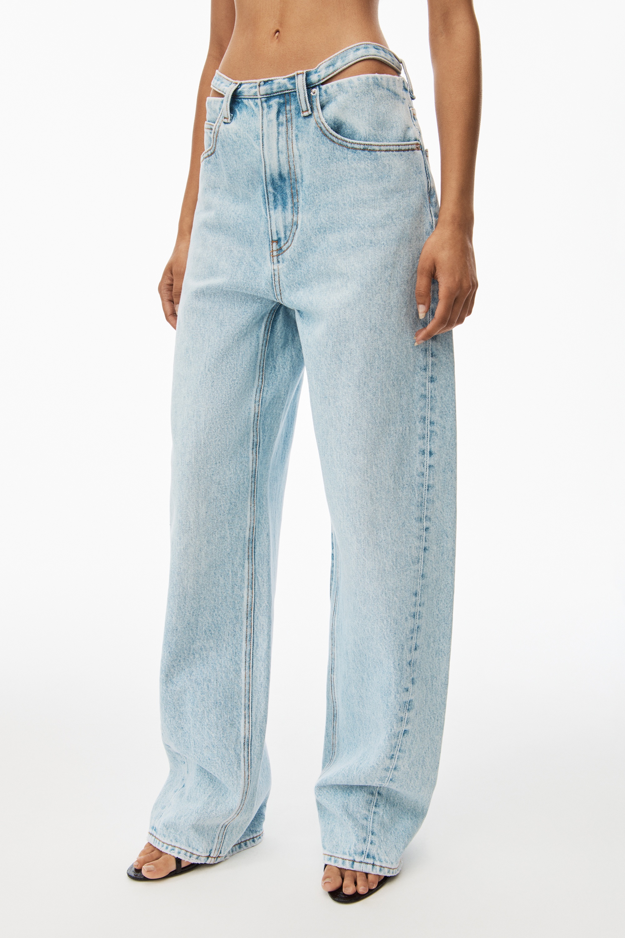 balloon denim jean with detached waistband - 3