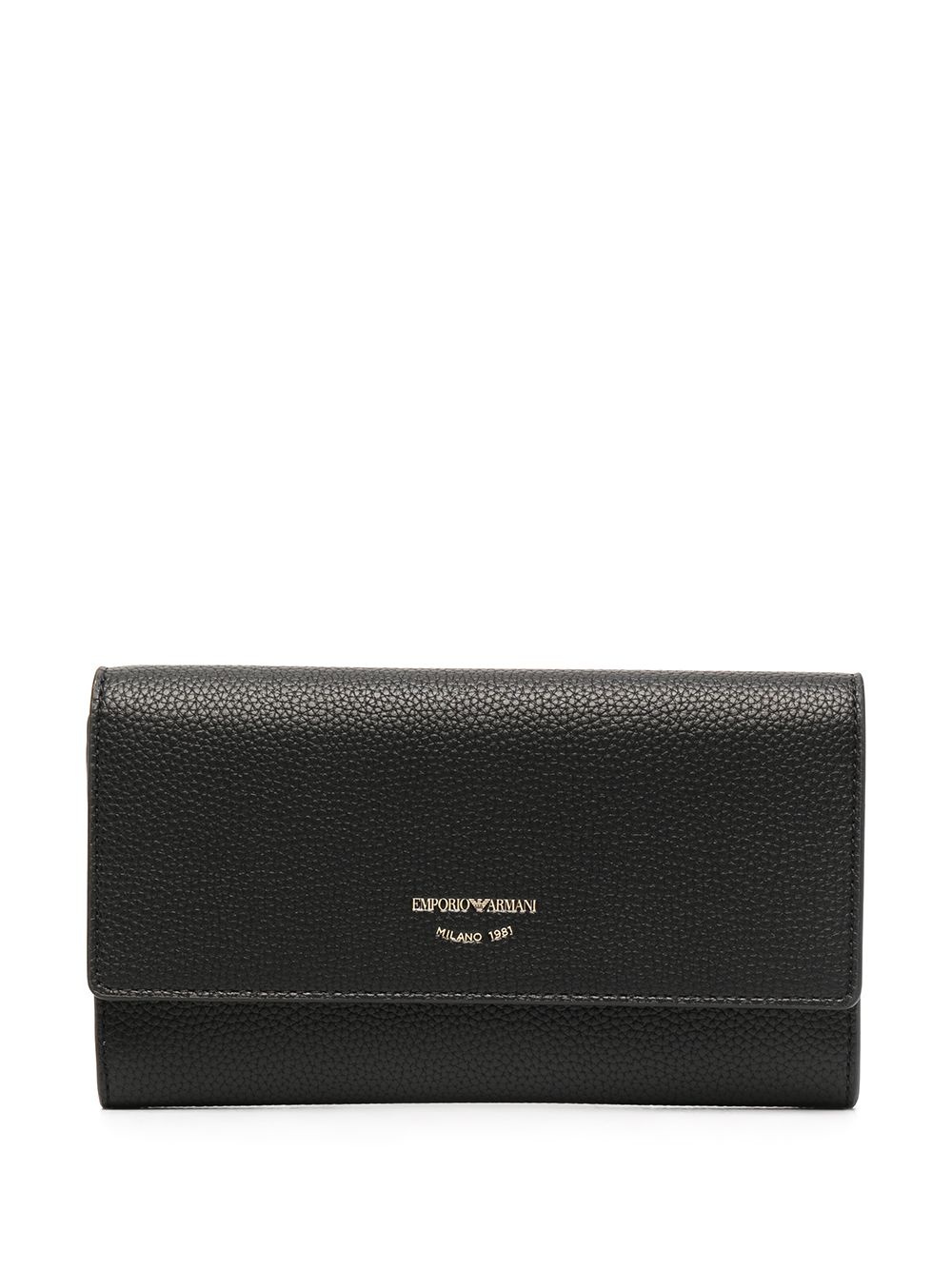 embossed logo pebbled-effect wallet - 1