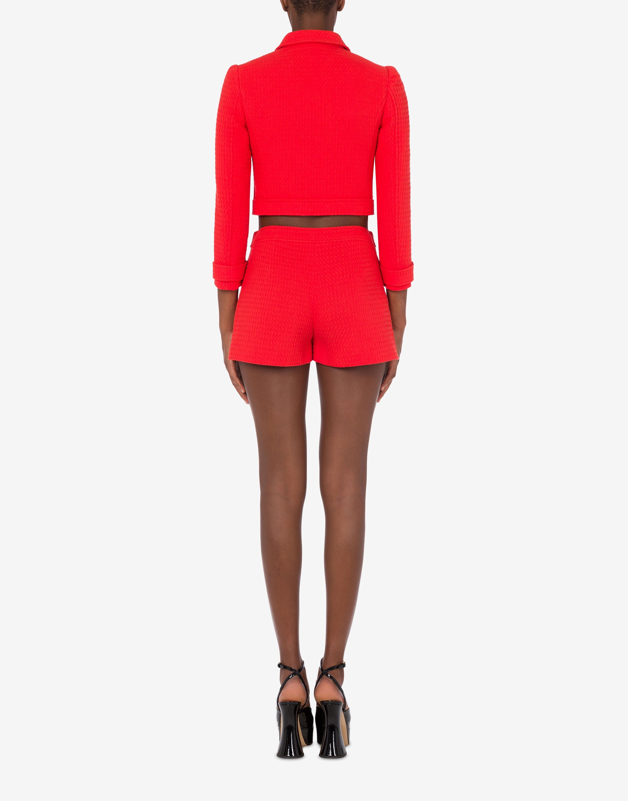 CROPPED TEDDY BUTTONS COTTON JACKET - 3