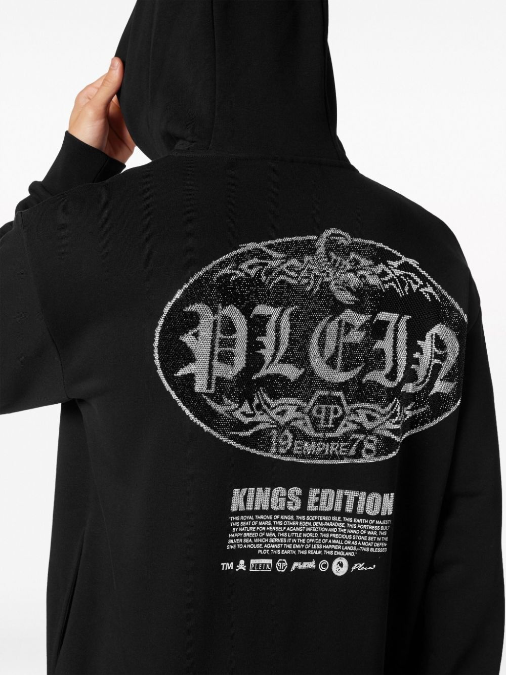 logo-print crystal-embellished hoodie - 5