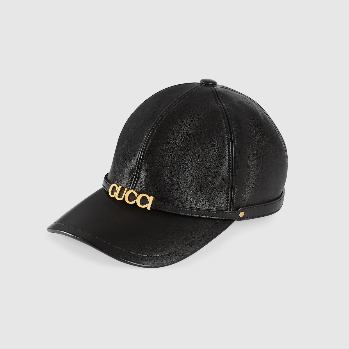 Leather baseball hat with Gucci detail - 1