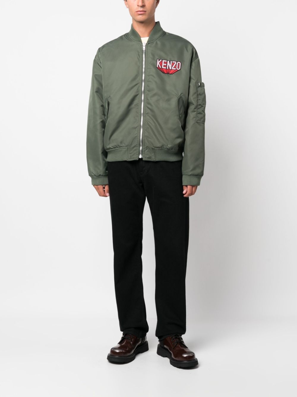 logo-patch cotton bomber jacket - 2