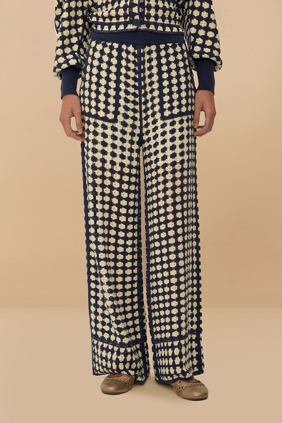 Blue & White Crochet Pants - 2