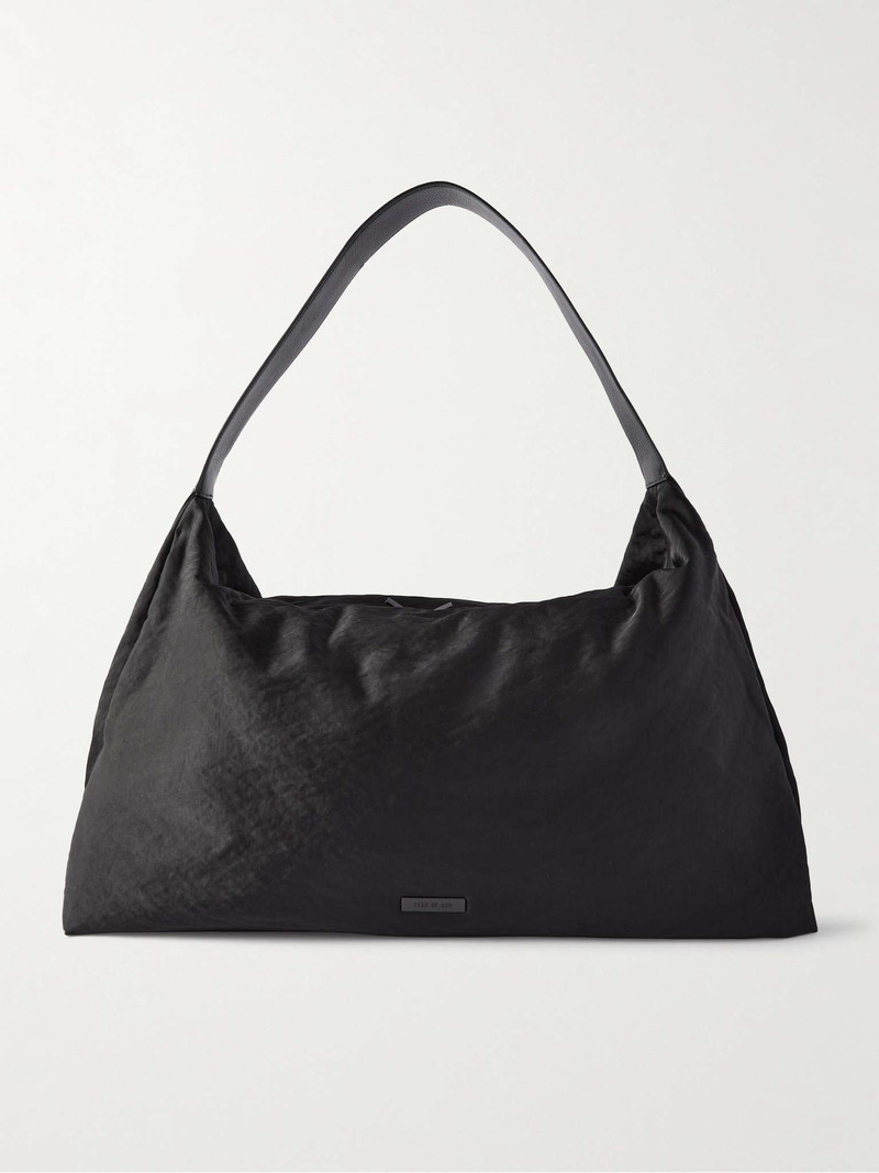 Leather-Trimmed Shell Tote Bag 1