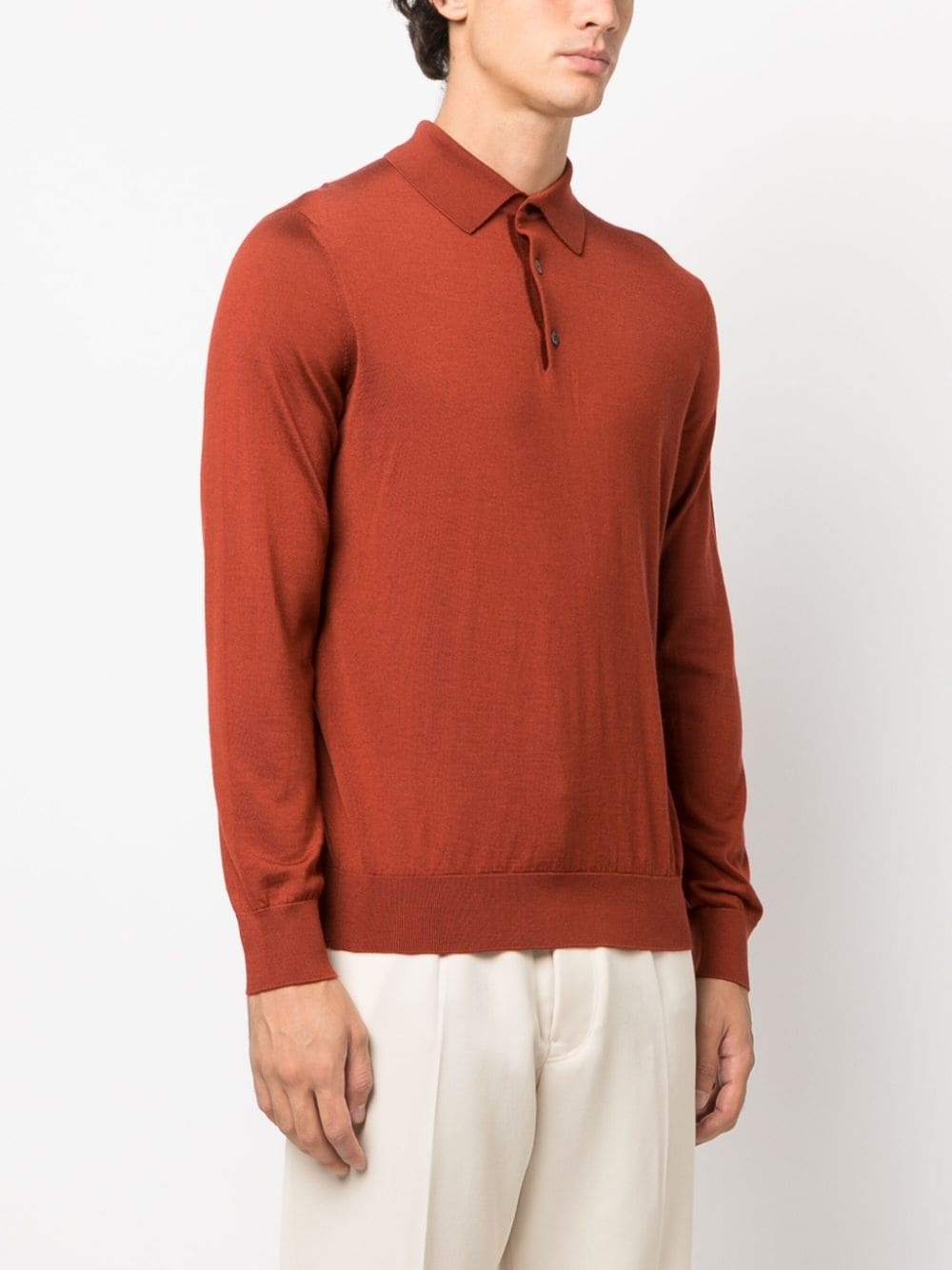 long-sleeved knit polo shirt - 3