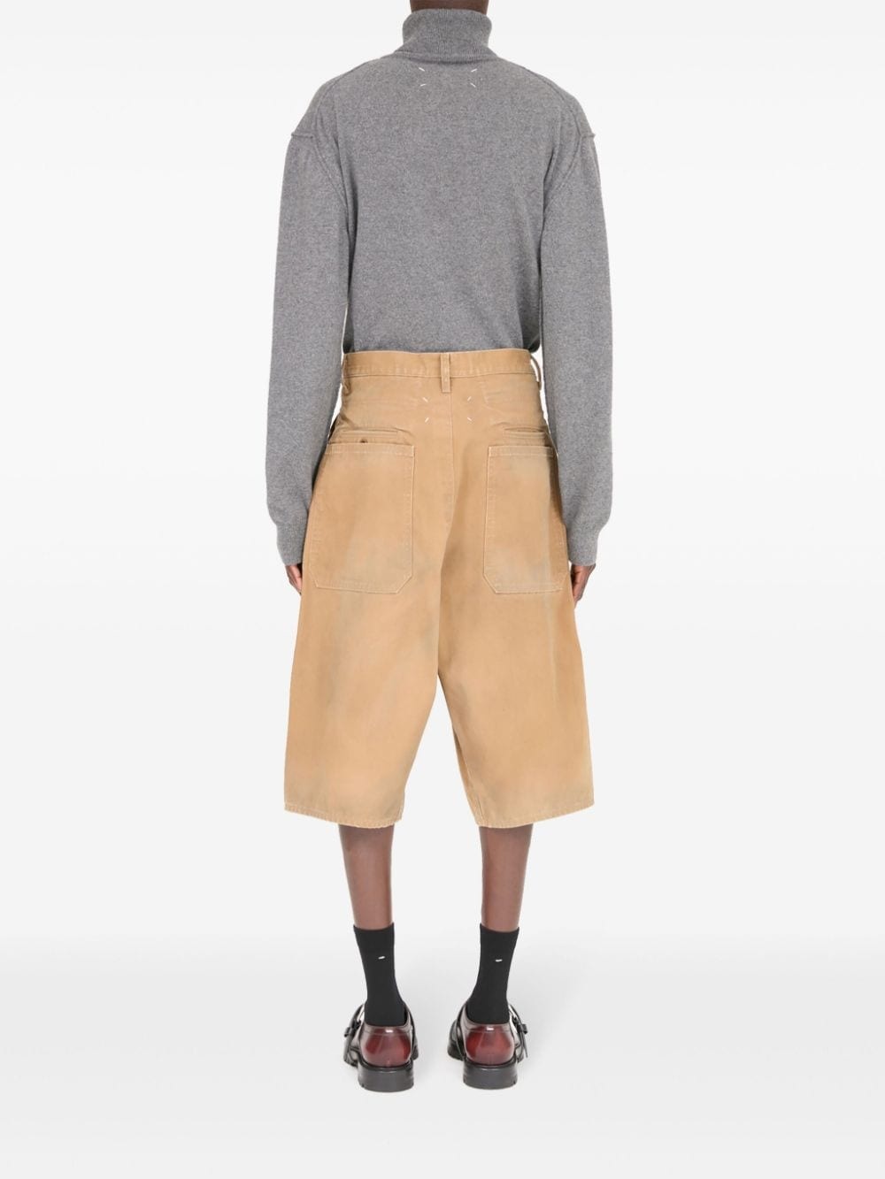 high-waisted cotton shorts - 4